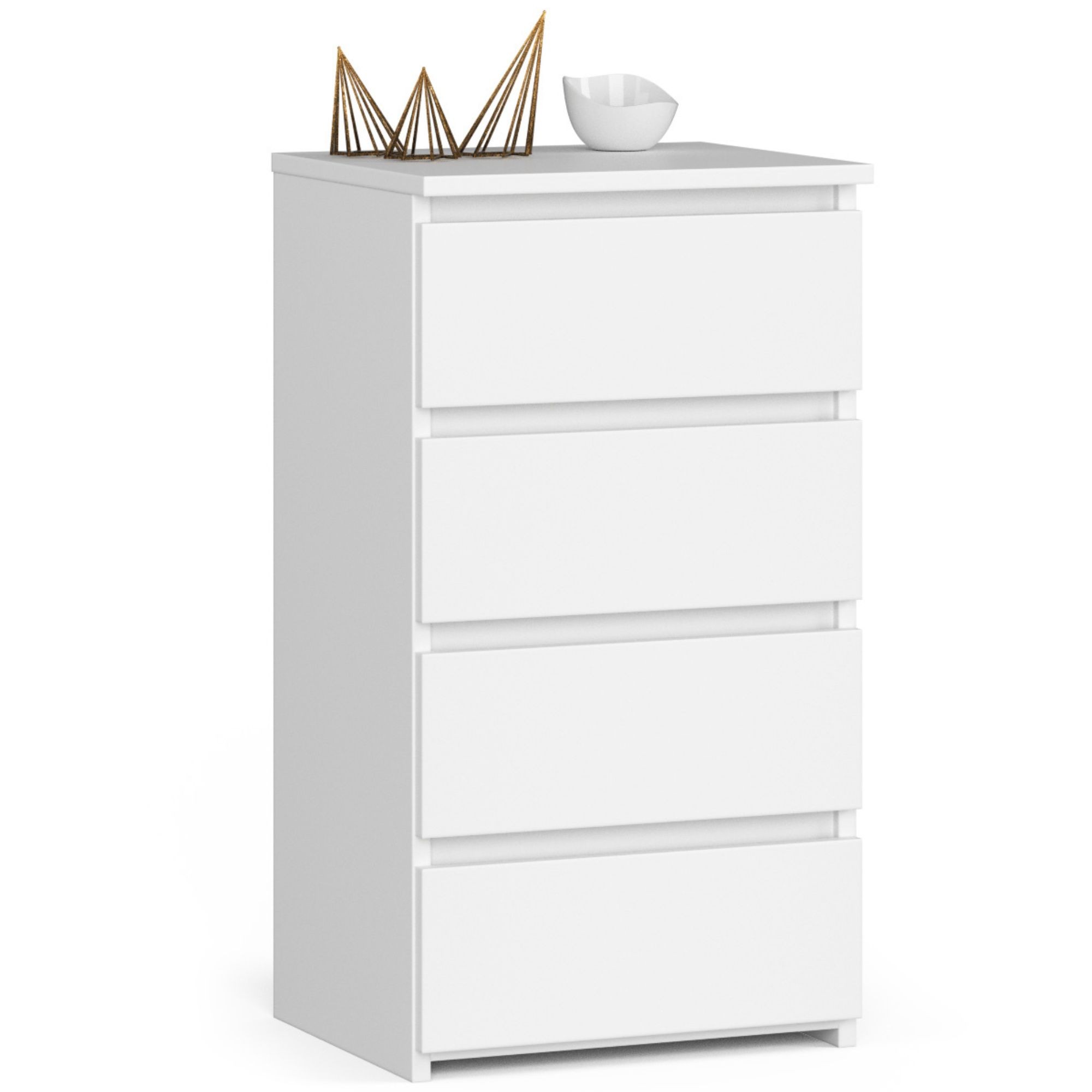 Akord - Commode Cl4 Blanche 40 Cm 4 Tiroirs Façade Blanche 40x35x74 Cm