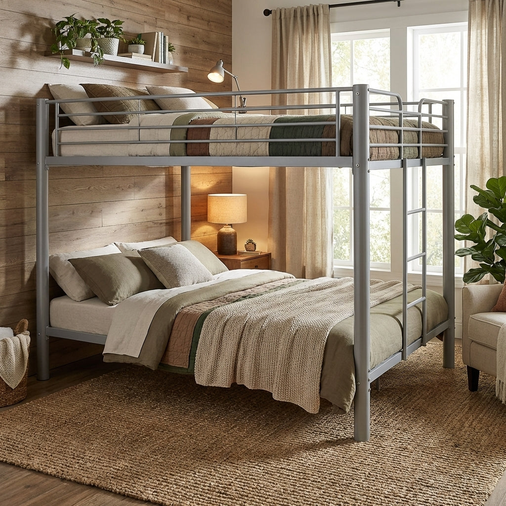 Homy France - Lit Superposé 4 Places 2+2 Colosse Gris 140x190 Cm