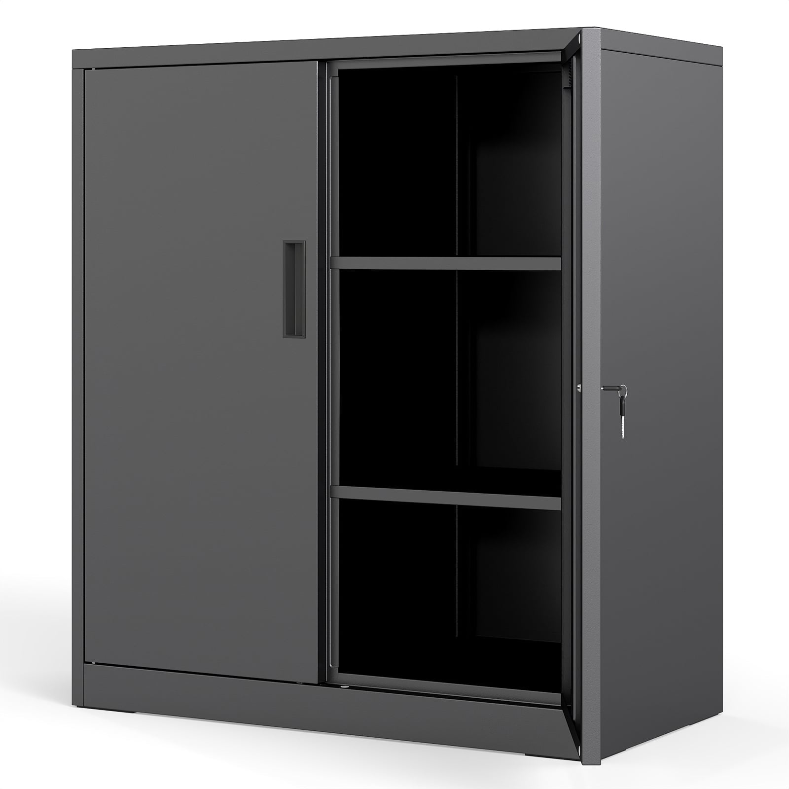 Armoire De Rangement Métallique Verrouillable, Étagères Réglables, Noire