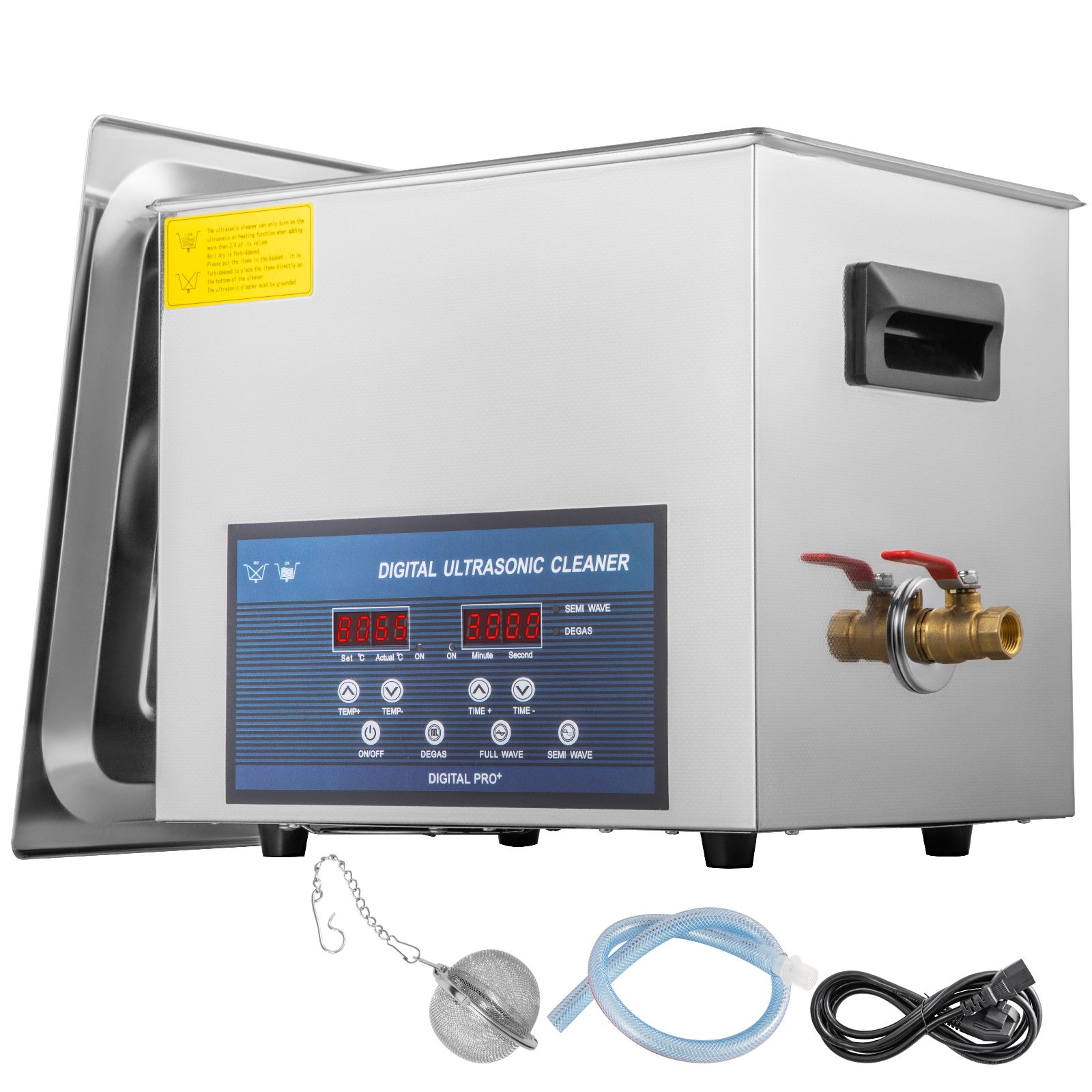 Nettoyeur à ultrasons 10L double fréquence 28/40 kHz avec chauffage, cuve inox, panier inclus