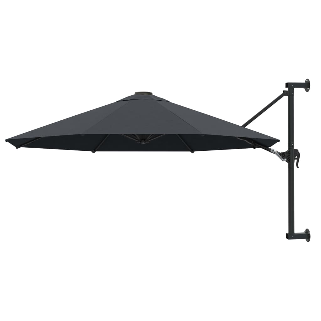 Vidaxl - Parasol Mural Avec Mât Métallique 300 Cm Anthracite