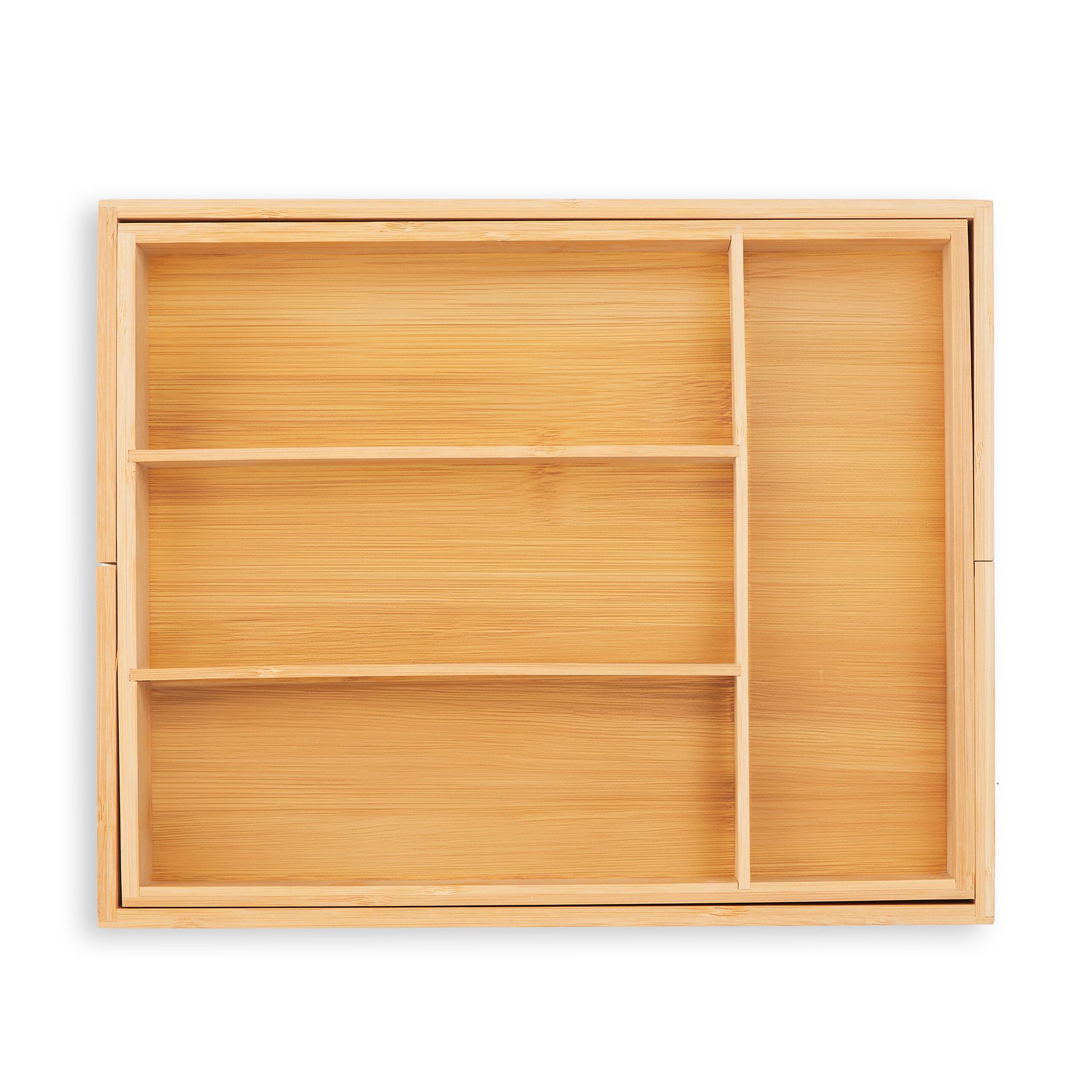 Besteckkasten Ausziehbar, Bambus, Hbt: 5 X 29-47,5 X 35,5 Cm, 4-6 Fächer, Besteckeinsatz Für Schubladen, Natur - Relaxdays