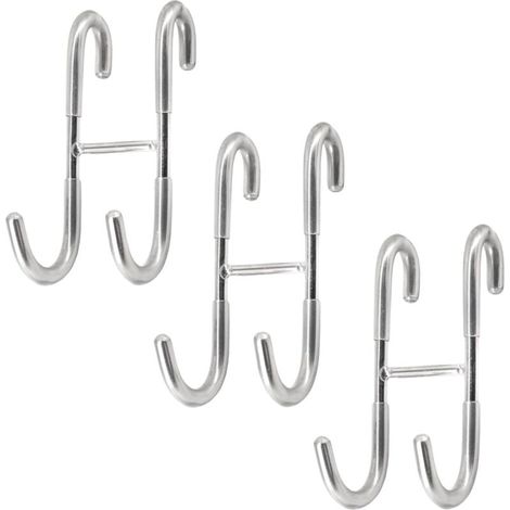 Crochets en S double face pour porte en verre, acier inoxydable 304, revêtement anti-rayures, lot de 3