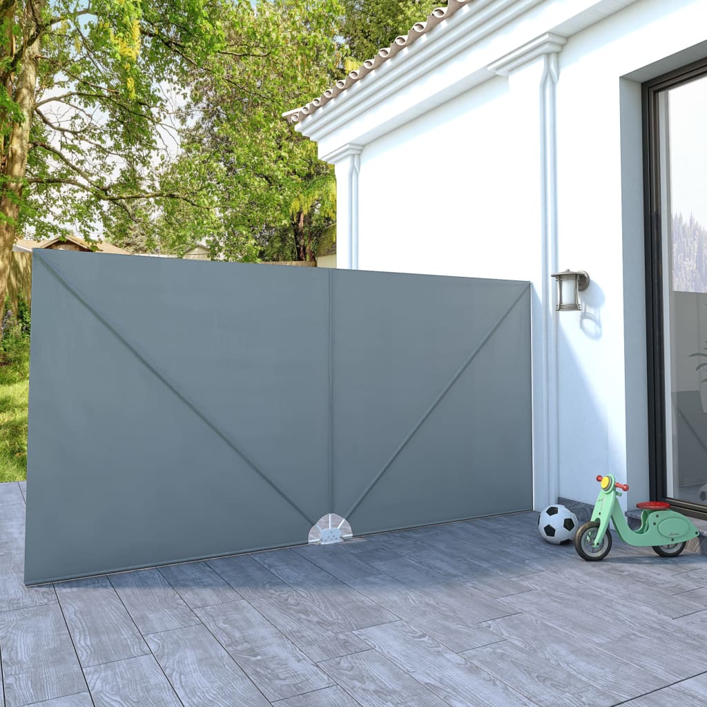 Collapsible Terrace Side Awning Grey 400x200 Cm Vidaxl