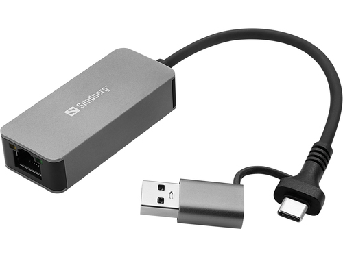 Sandberg USB-C/A 2.5 GbE RJ45 Adapter (USB-C), Netzwerk Adapter, Grau, Schwarz - Bild 5