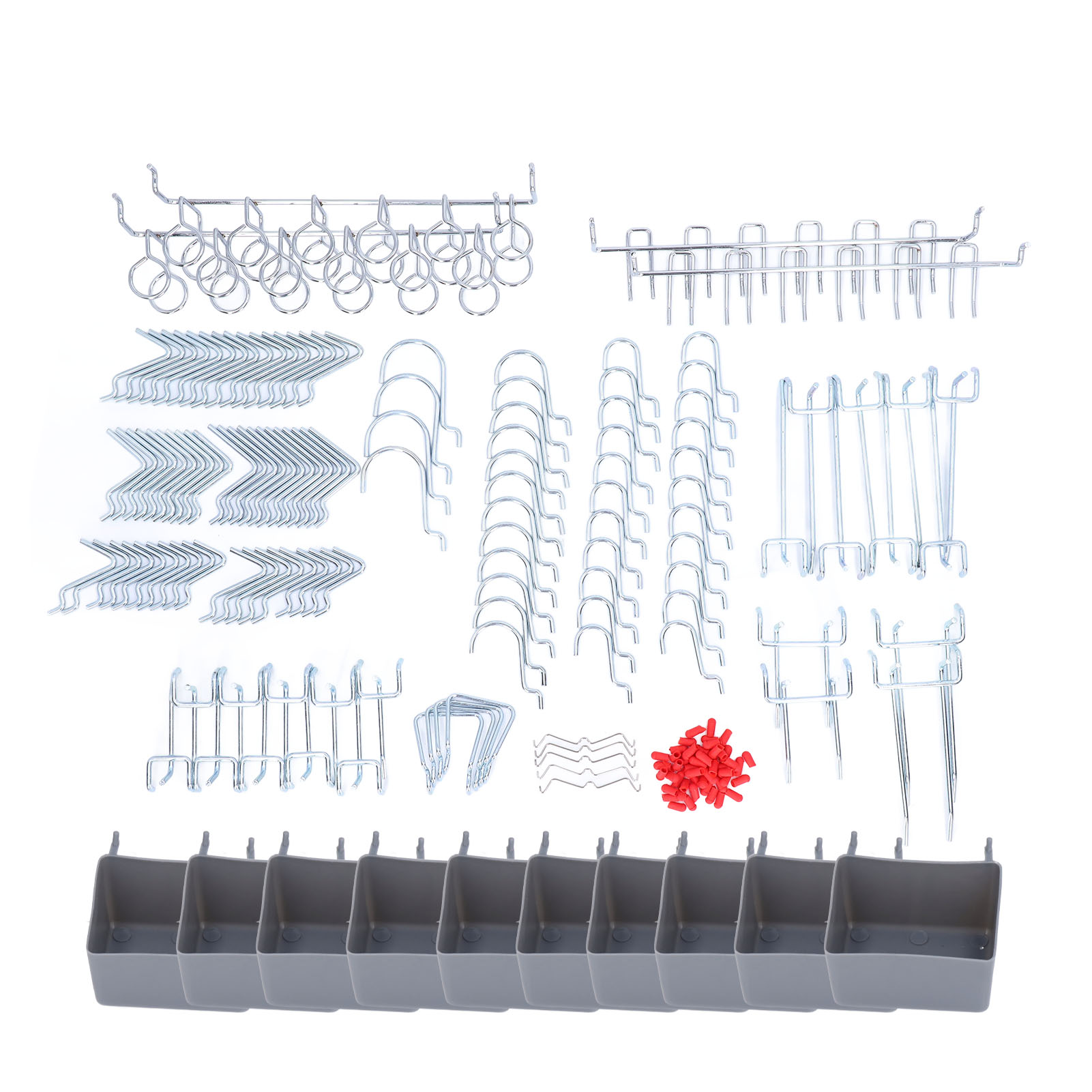 Kit de rangement d'outils pour panneau perforé, 228 pièces assorties, acier inoxydable