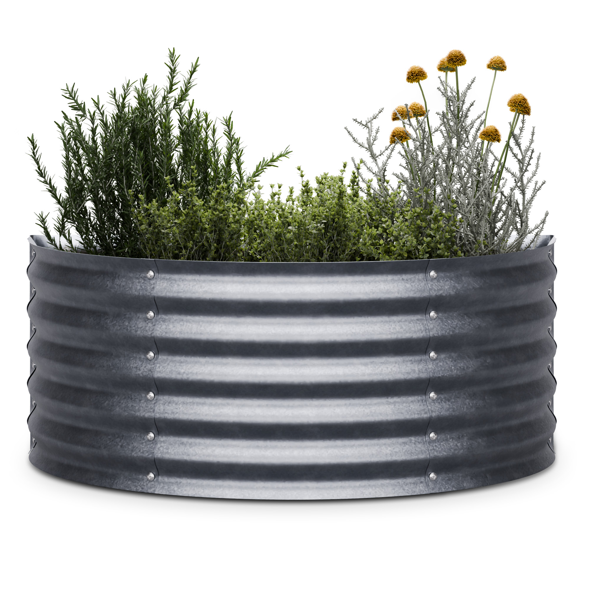 Blumfeldt High Grow Aiuola Rialzata Semicircolare 105 X 43 X 60 Cm Lamiera Ondulata In Acciaio, Facile Montaggio, Resistente A Ruggine E Gelo