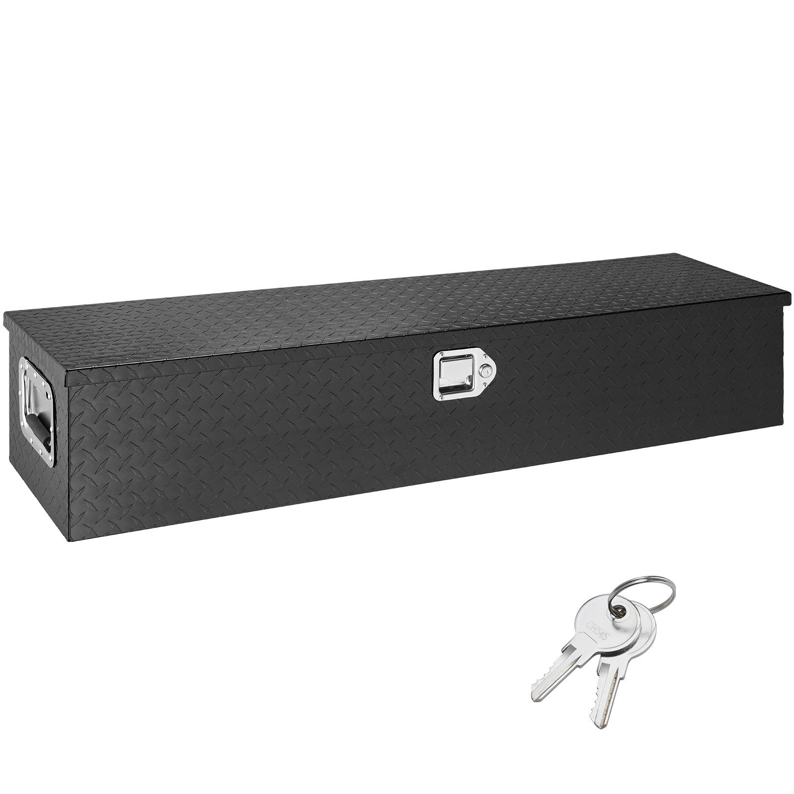 Coffre de camion en aluminium robuste 121,9 × 38,1 × 38,1 cm, serrure de sécurité, poignées élargies, noir