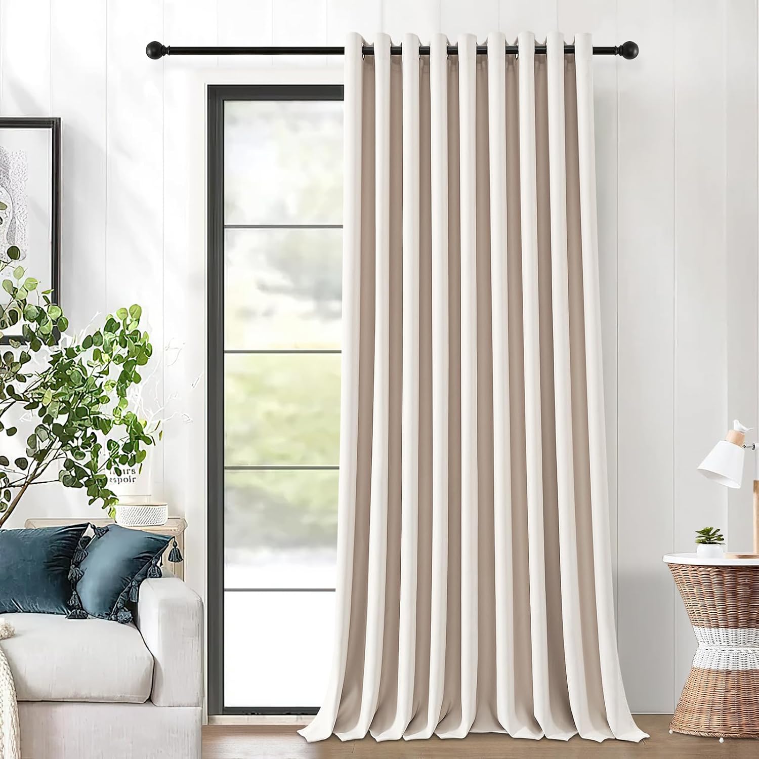 Rideaux Occultants Thermique Beige Grande Largeur 200(l) X225(h) Cm