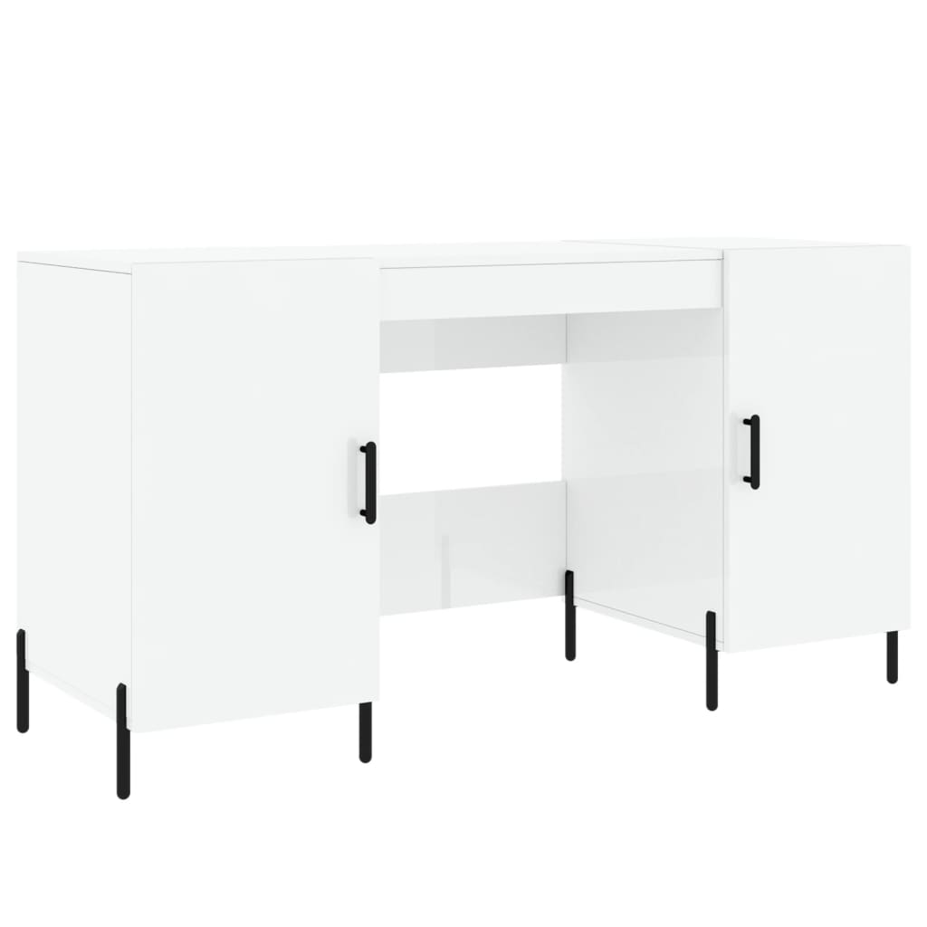 Scrivania Bianco Lucido 140x50x75 Cm In Legno Multistrato Vidaxl