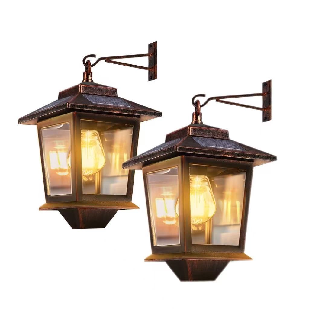 Deux Appliques Murales Solaires Led, Indice De Protection Ip44, Éclairage De Terrasse Led, Adaptées Aux Jardins Et Aux Couloirs, Couleur Cuivre.