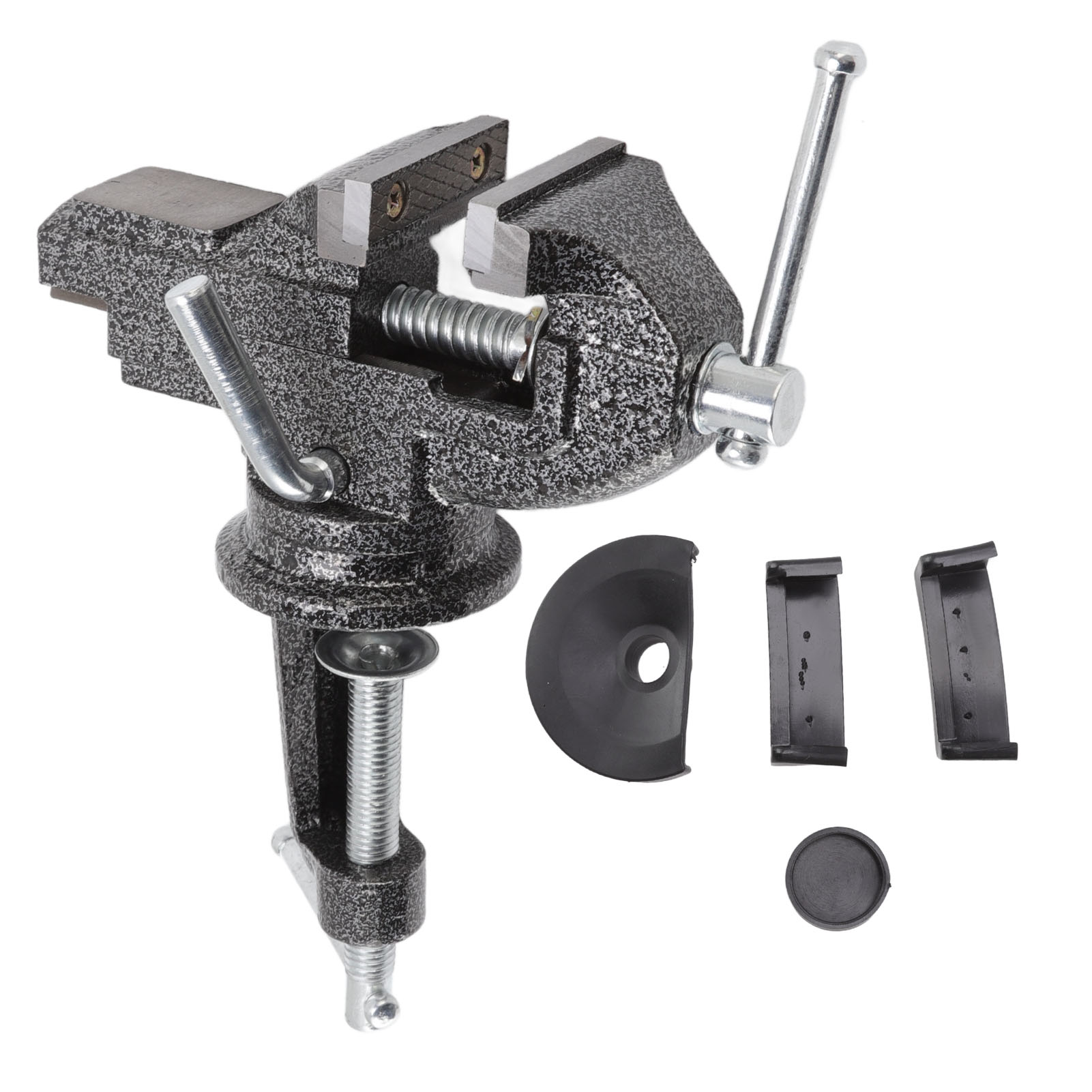Étau d'établi à pince rotatif à 360° en acier moulé, ouverture 65 mm, fixation sans perçage