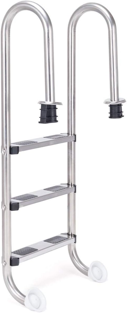 Costway Escalera de Piscina de 3 Peldaños 132 x 50 x 26cm Acero Inoxidable