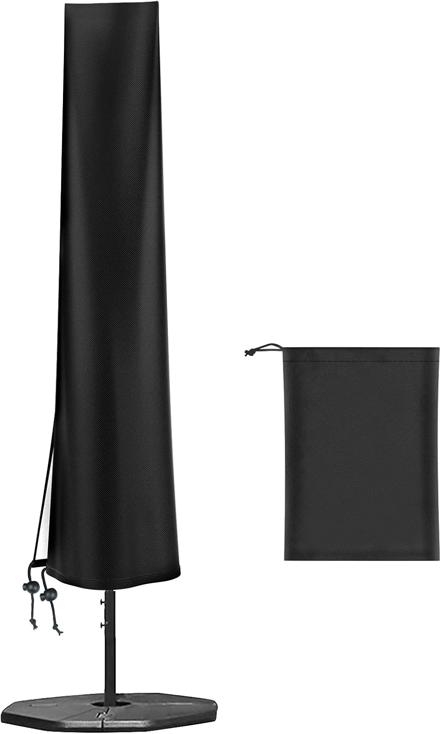 Housse De Parasol 190x25x50 Cm - Capuchon Adapté Ø 300 Cm / 200x300 Cm - Tissu Oxford 210d Imperméable - Revêtement Pvc Anti-déchirure - Fermeture Éclair - Noir
