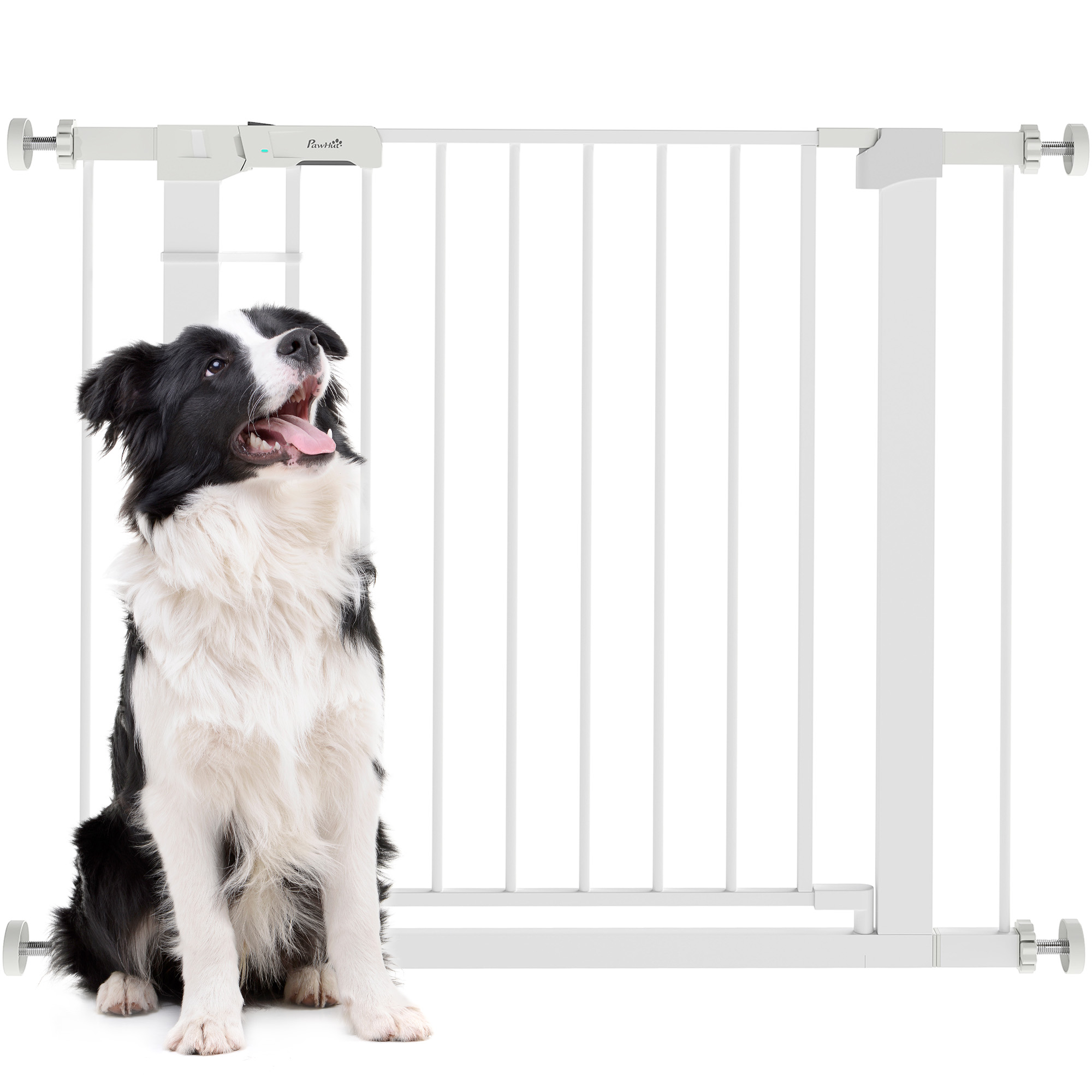 Türschutzgitter, Treppengitter, Hundegitter Ohne Bohren, 76-97 Cm Verstellbares Absperrgitter, Auto-close Baby Schutzgitter, Für Kinder Und Haustiere, Stahl, Weiß - Pawhut