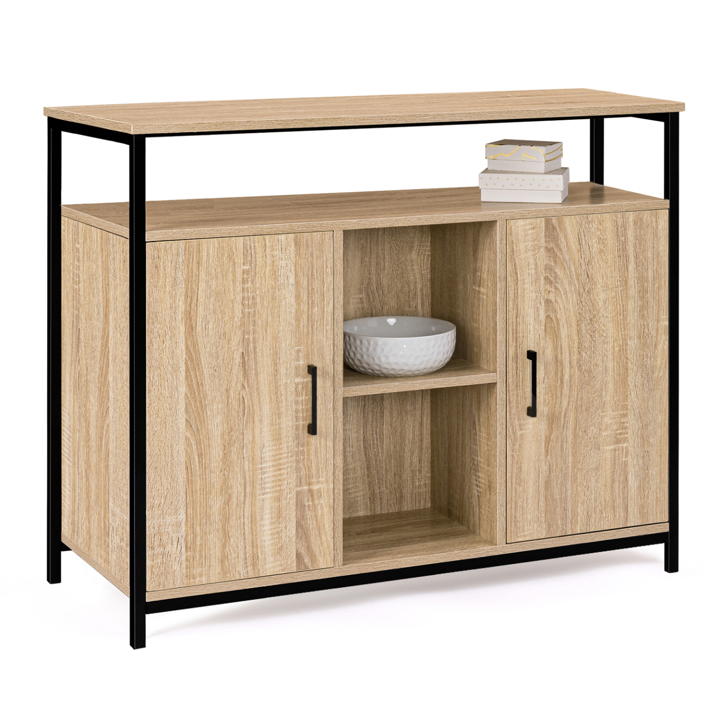 Idmarket – Buffet 100 Cm 2 Portes – Design Industriel Bois Et Métal