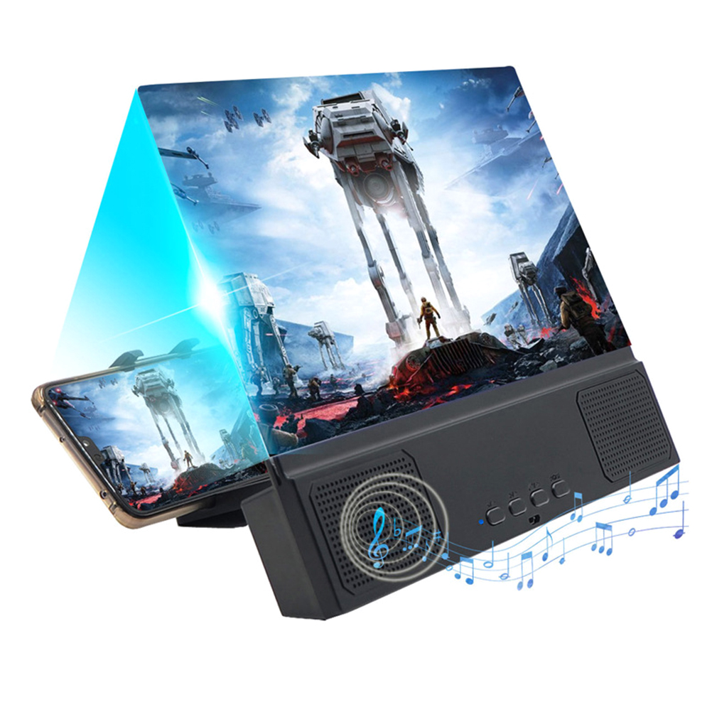 Support téléphone avec loupe d'écran 3D, lentille acrylique grossissement 2 à 3 fois, haut-parleur intégré
