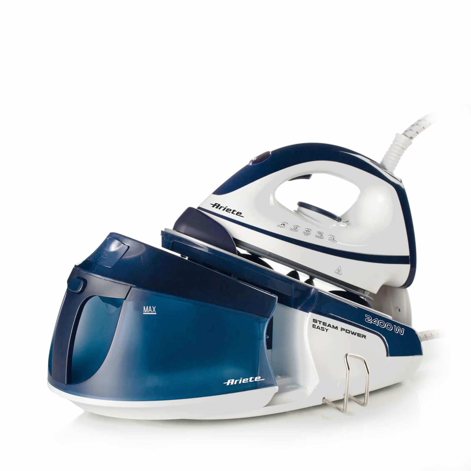 Ariete 5571/00 Pump-driven steam ironing station 2400 W 1,8 L Semelle en céramique Bleu, Blanc