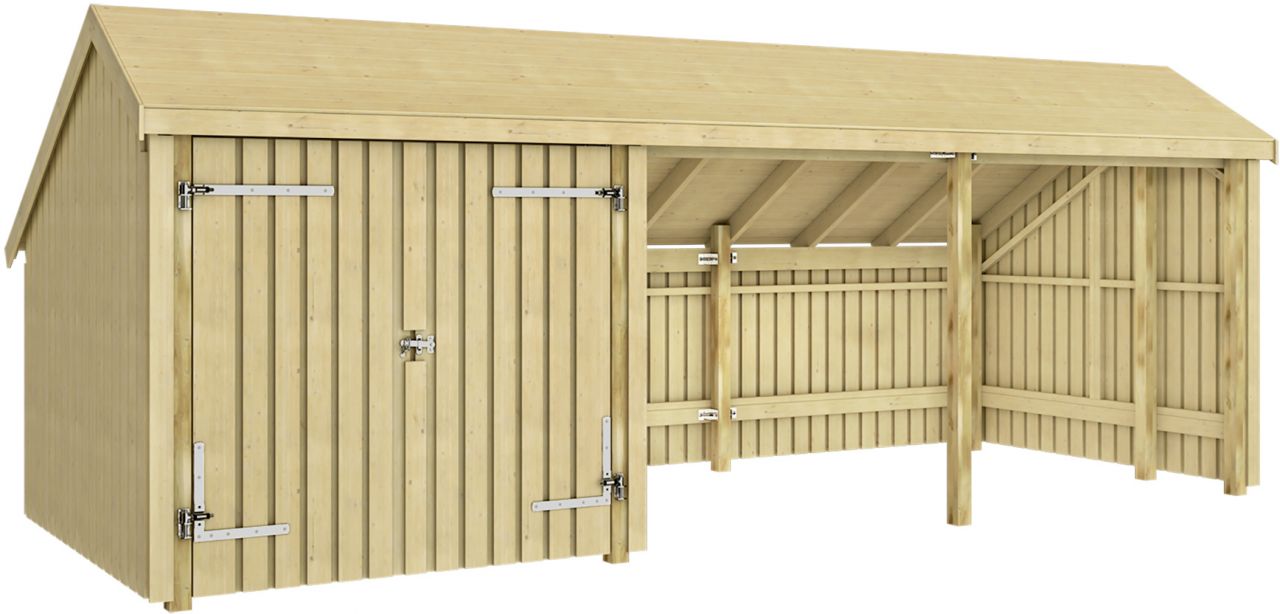 Plus Gartenhaus Multi 3 Module 645 X 455 Cm Natur Mit Doppeltür Gartenhäuser Holz