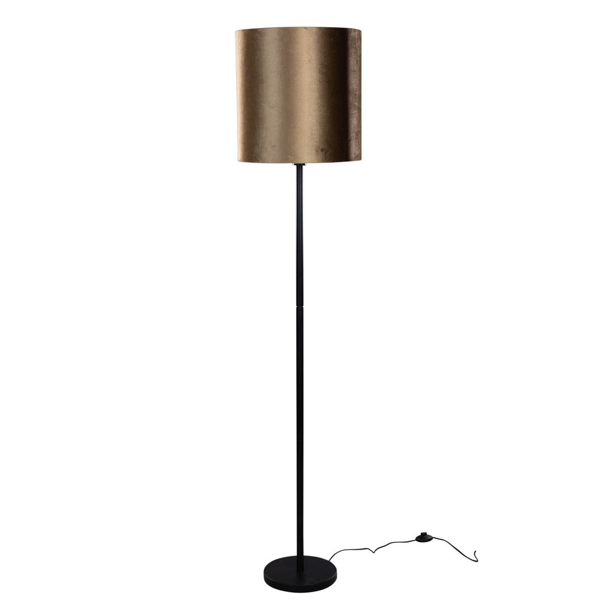 Qazqa Floor Lamp Black With Velvet Shade Bronze 40cm - Simplo