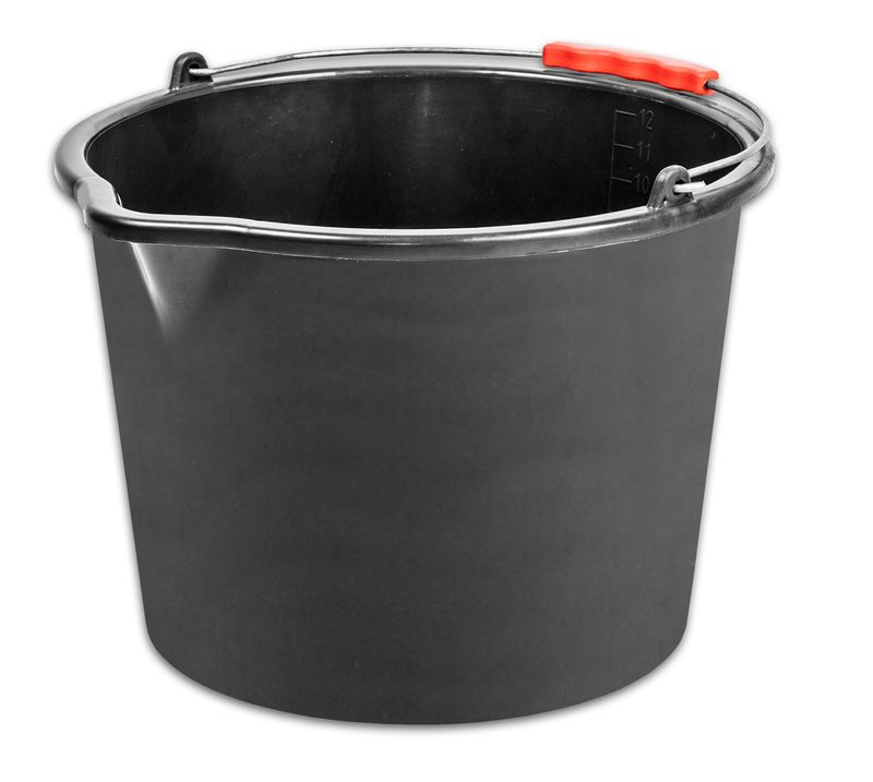 Strend Pro Eimer Recycled® 12 Liter, Bau, Kunststoff, Kunststoffgriff, Mit Ausguss, Schwarz