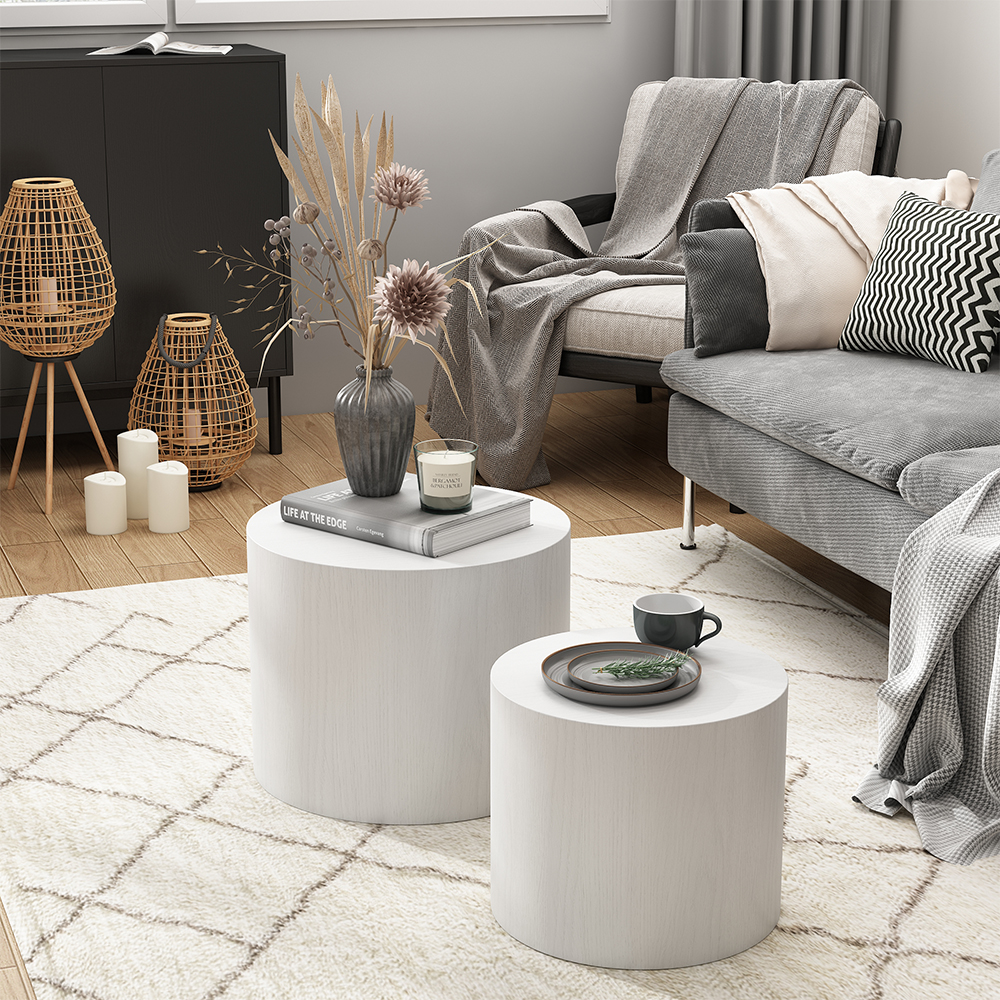 Set De Tables Basses Giva, Blanc, 48 X 48 Cm, Vicco