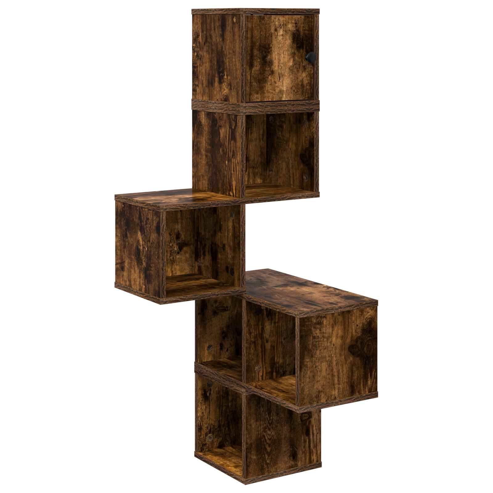 Vidaxl Braun Wand-Eckregal Raucheiche 48 X 48 X 120 Cm Holzwerkstoff