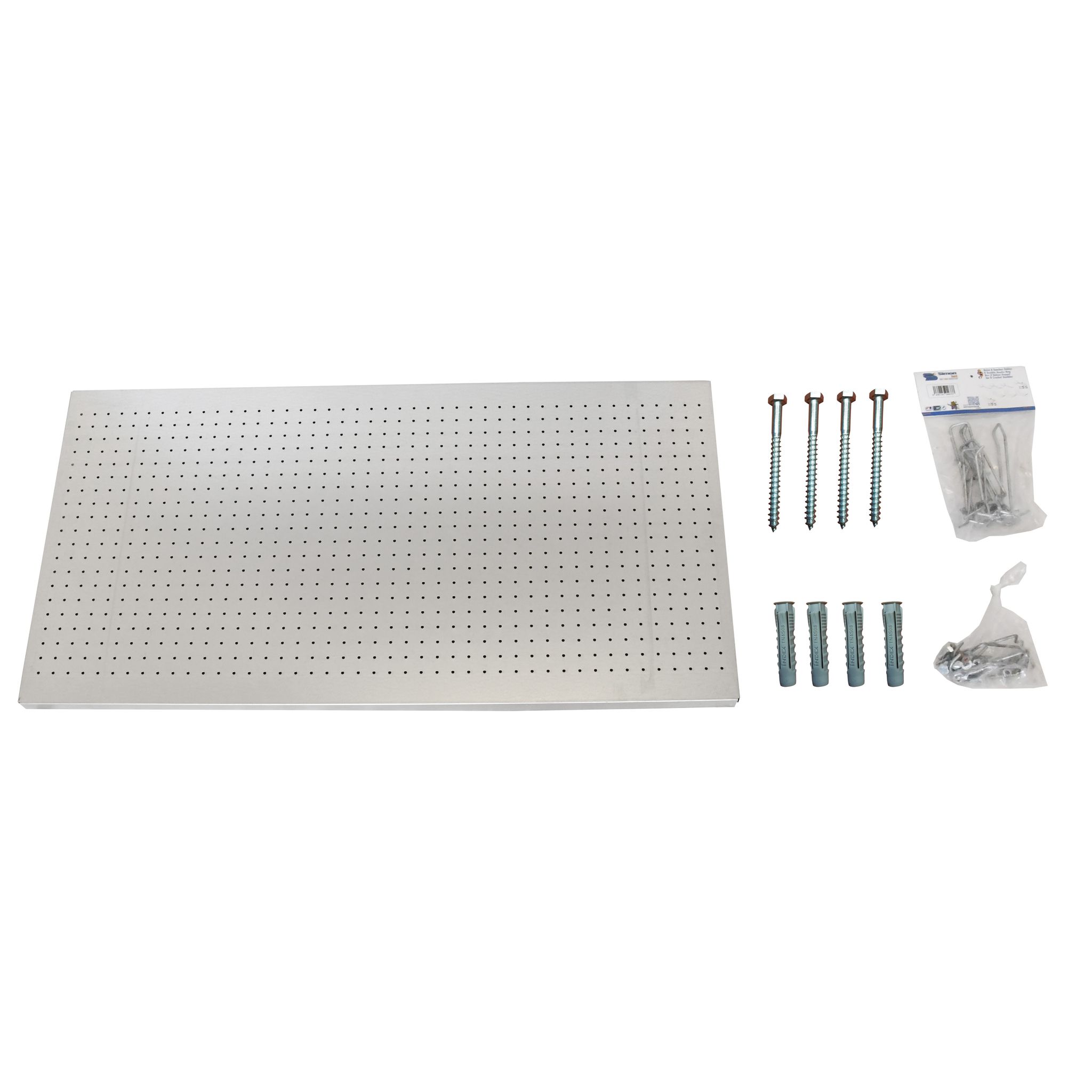 Panneau mural perforé porte-outils en acier galvanisé, 400 x 1200 x 35 mm, 17 crochets, lot de 17