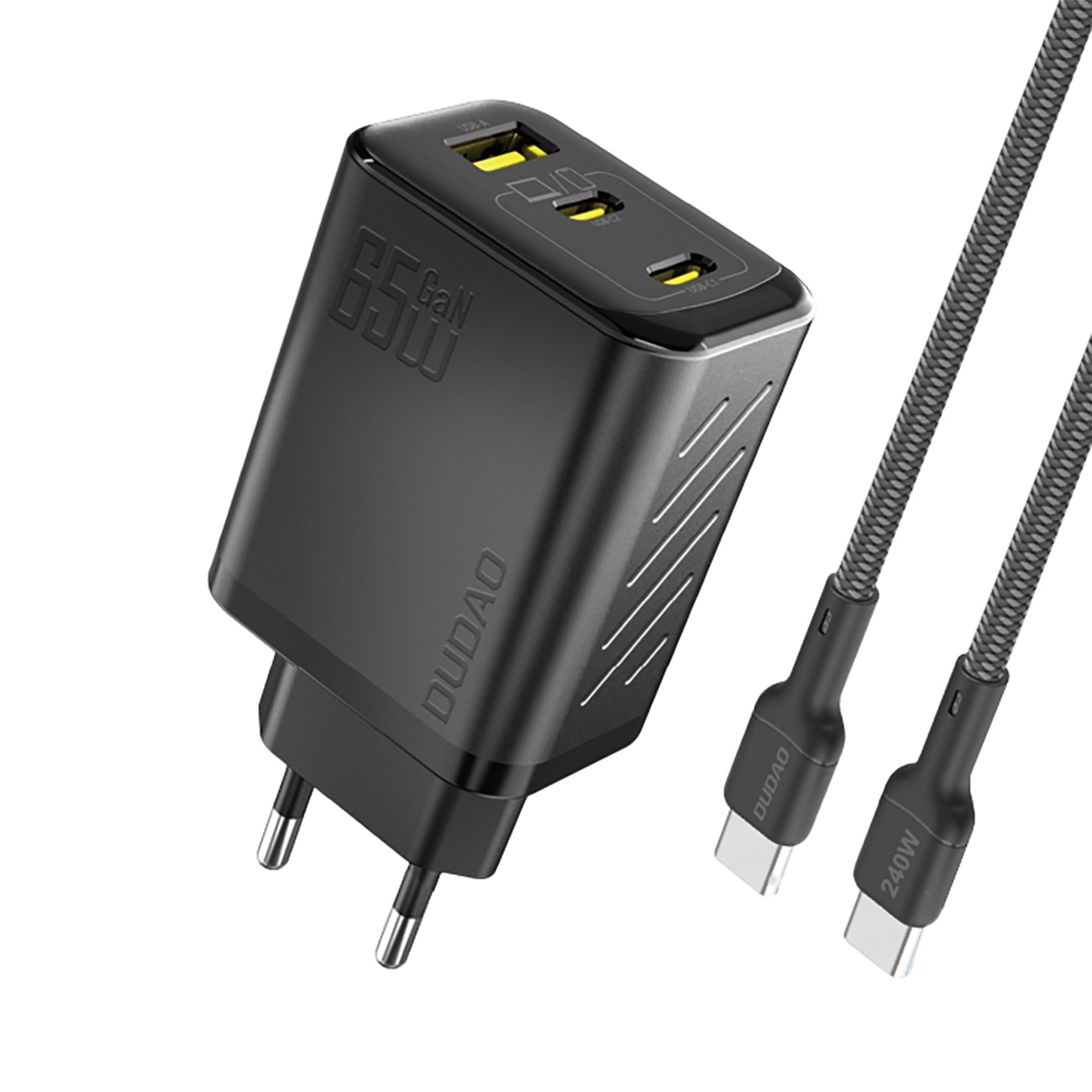 Dudao A29C GaN-Ladegerät 65 W, 3 Ports + USB-C-Kabel, schwarz - Bild 5