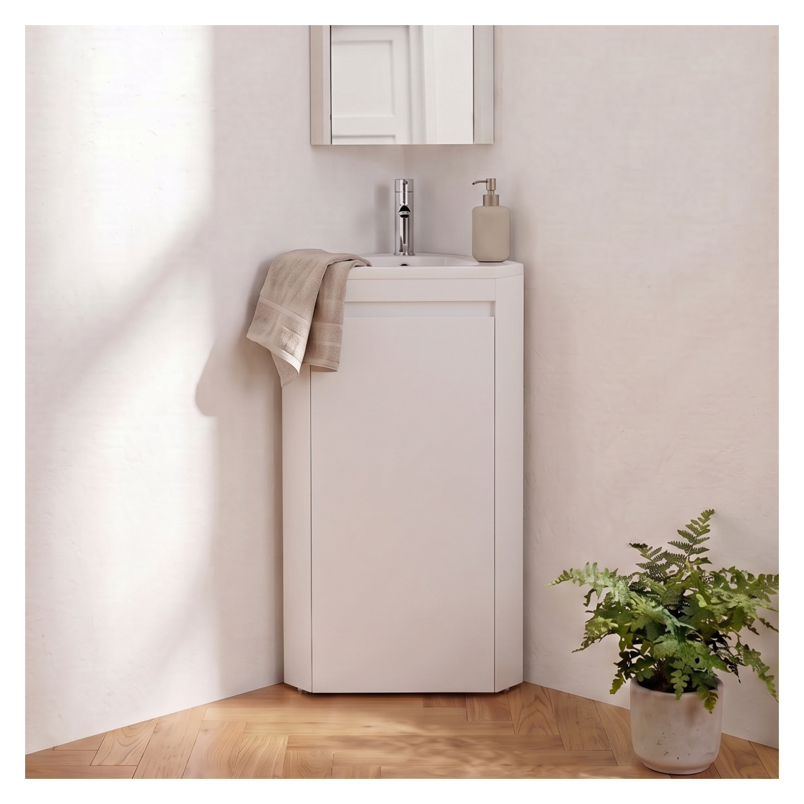 Mob-in – Meuble Bas De Salle De Bain D'Angle Sorrento – Vasque En