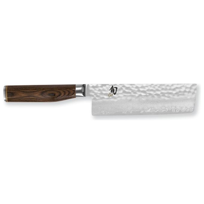 Kai Tdm-1742 Shun Premier Tim Mälzer Nakiri Lama 14 Cm Acciaio Vg-max 61 Hrc 32 Strati Damasco Lucidatura A Specchio Superficie Martellata Manico Legno Pakka Colore Marrone