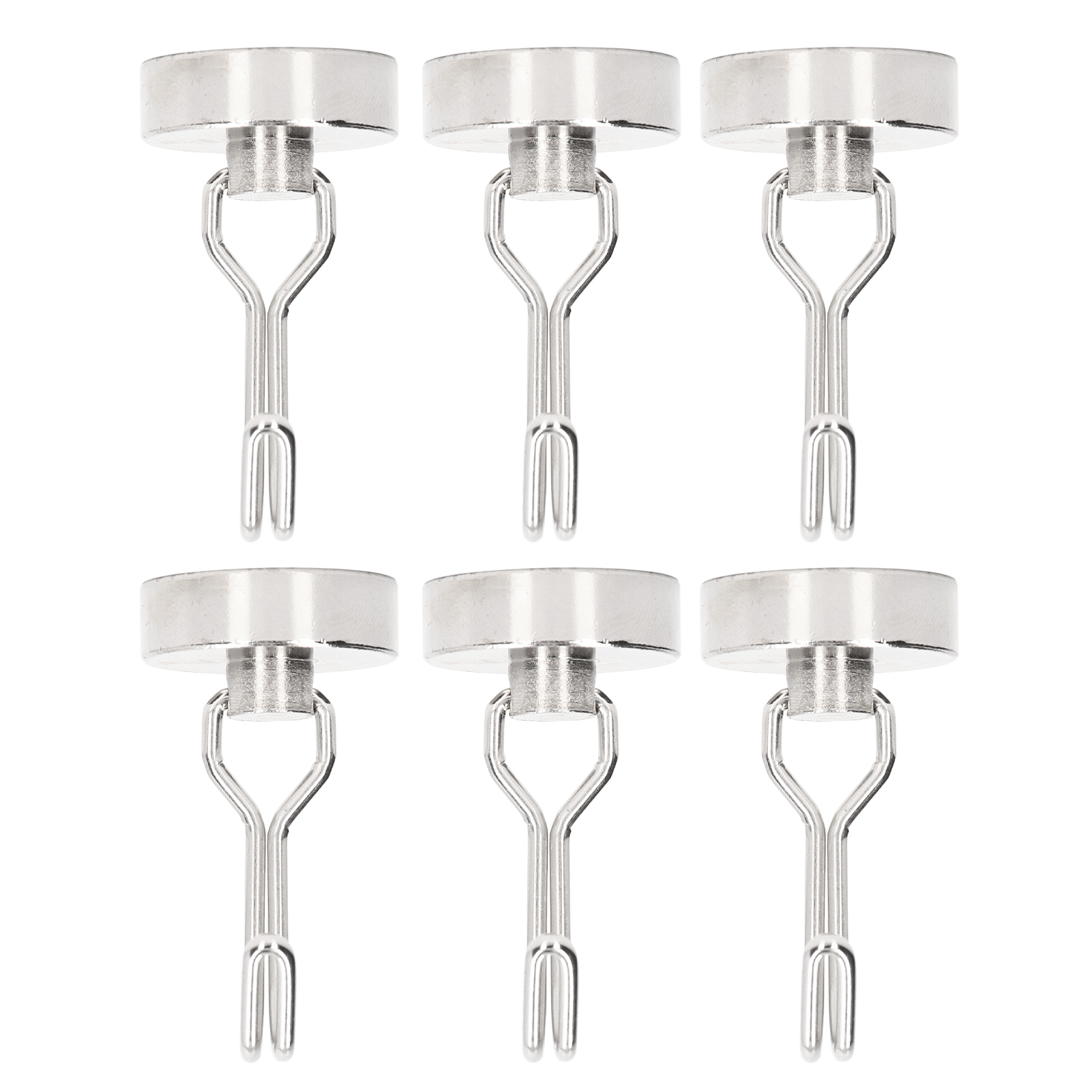 Crochet magnétique rotatif à 180° sans perçage, couleur nickel, lot de 6