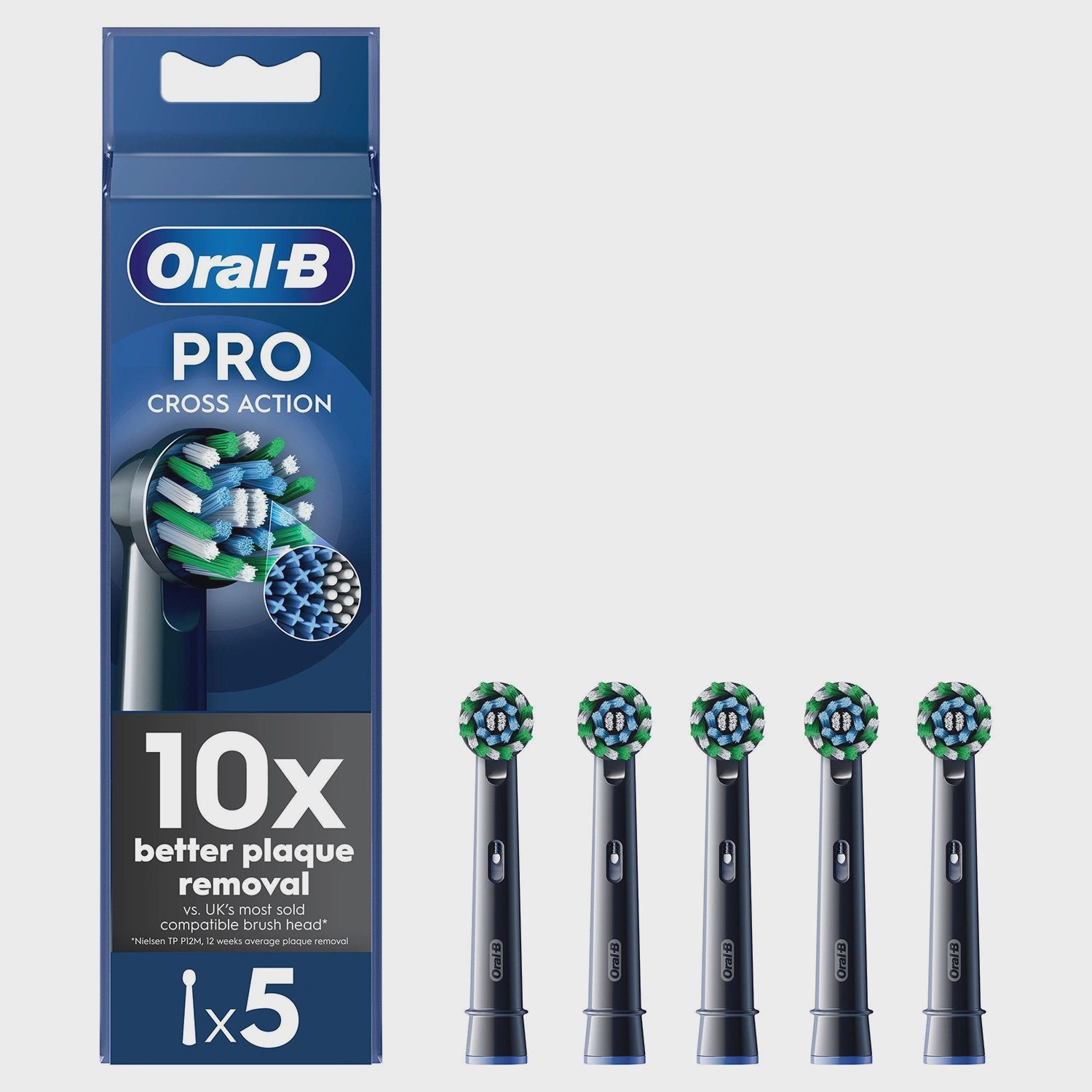 Oral-B Electric Toothbrush Heads, Cross Action, Black, 5-pack