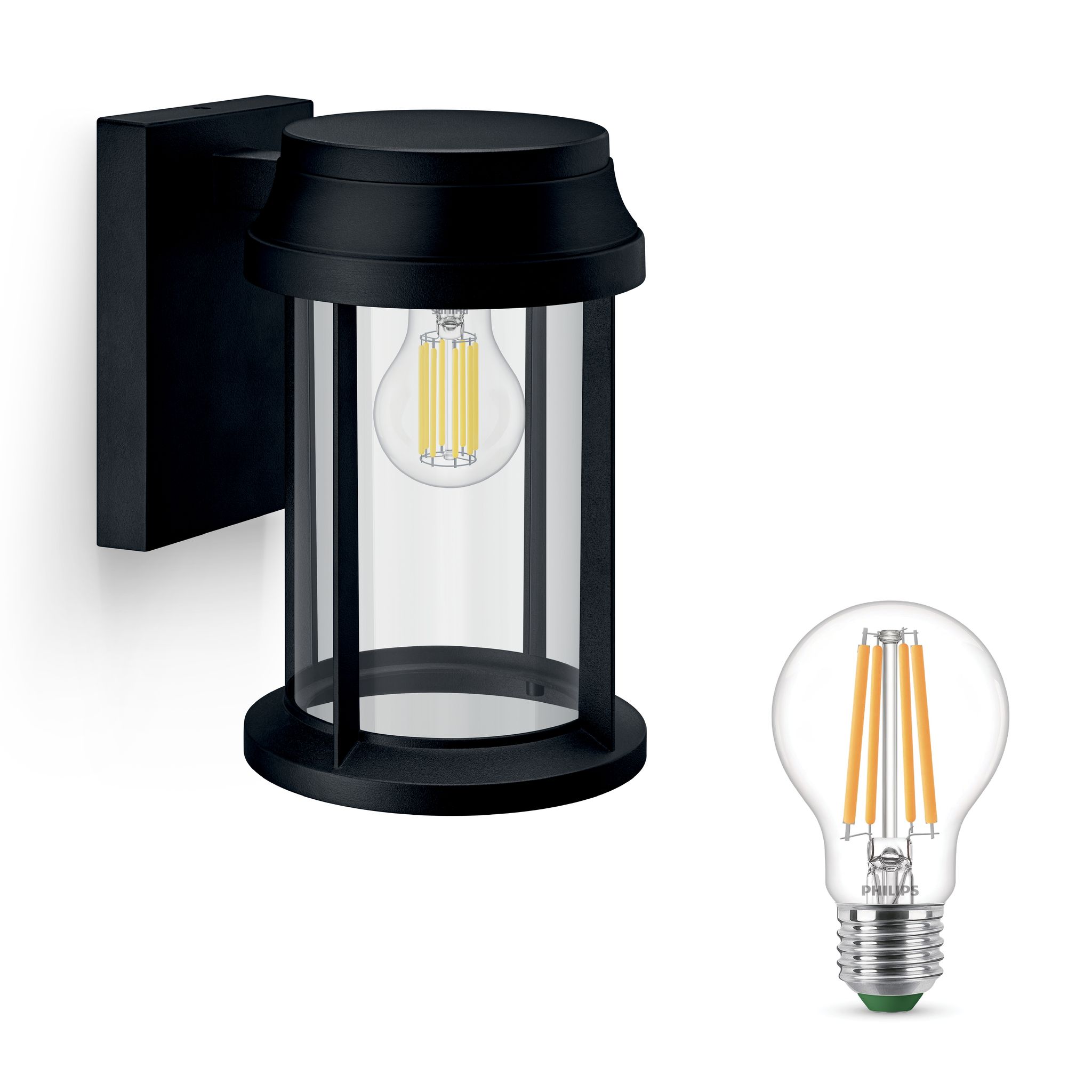 Philips Bellini Wandleuchte Außen E27 (schwarz) - Philips Led E27 40w Nicht Dimmbar