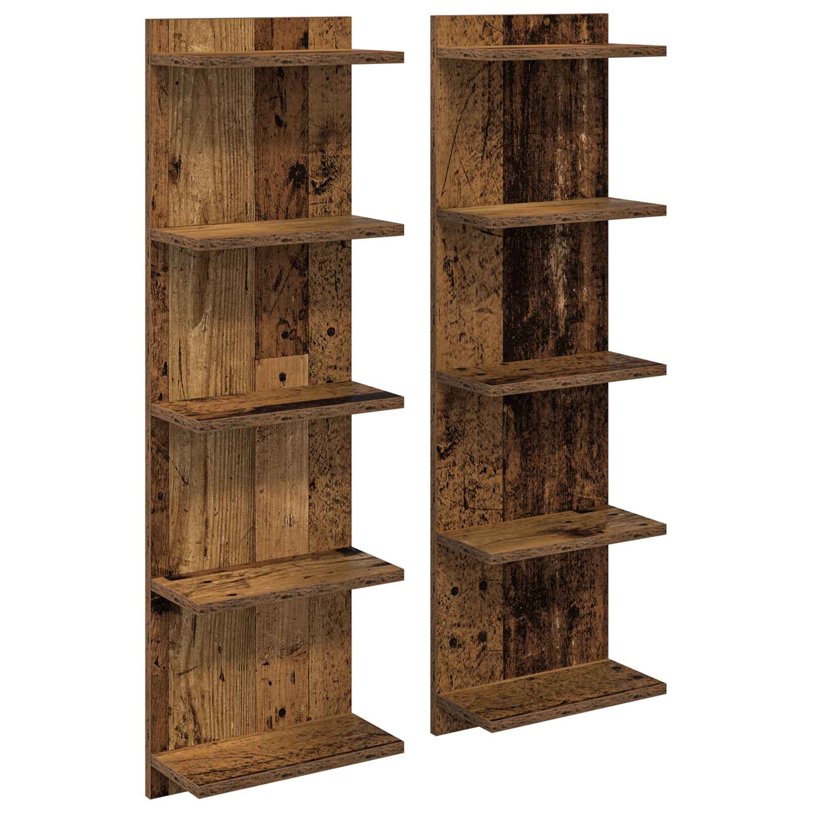 Vidaxl Braun Wandregal 2 Stk. Altholz 30 X 15 X 100 Cm Holzwerkstoff