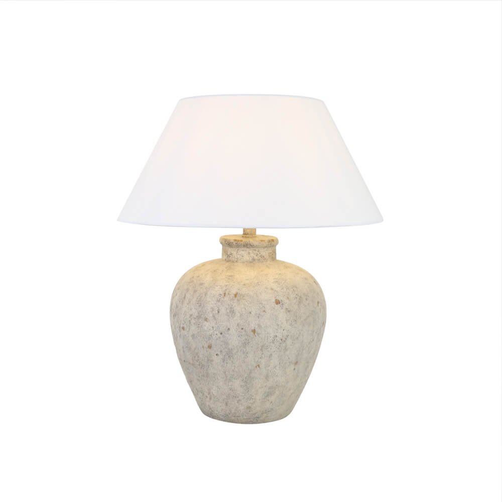 Grande Lampe De Table En Imitation Pierre Lene - Blanc - Home Deluxe