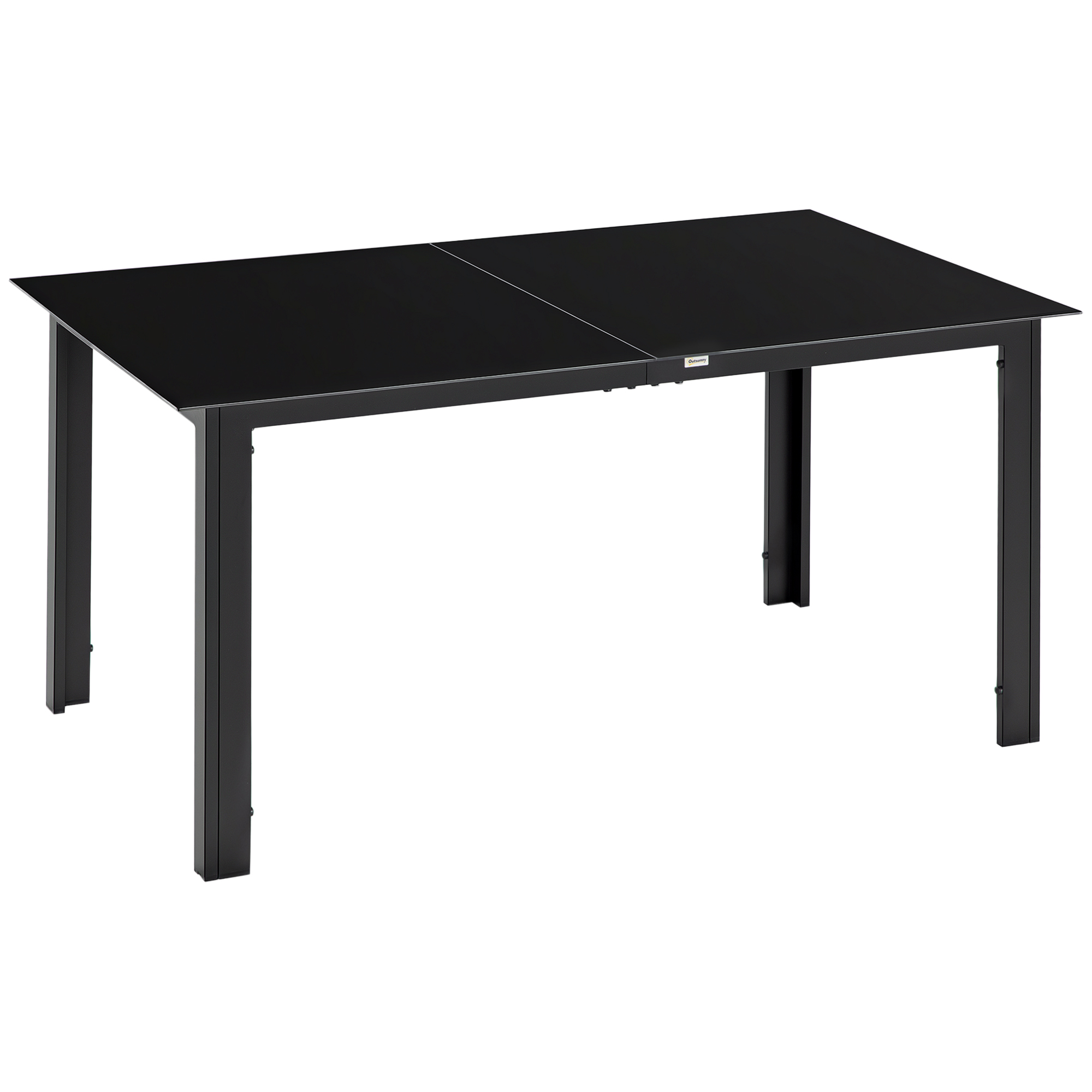 Table Jardin Rectangulaire 6 Personnes Verre Aluminium 150x90cm Noir