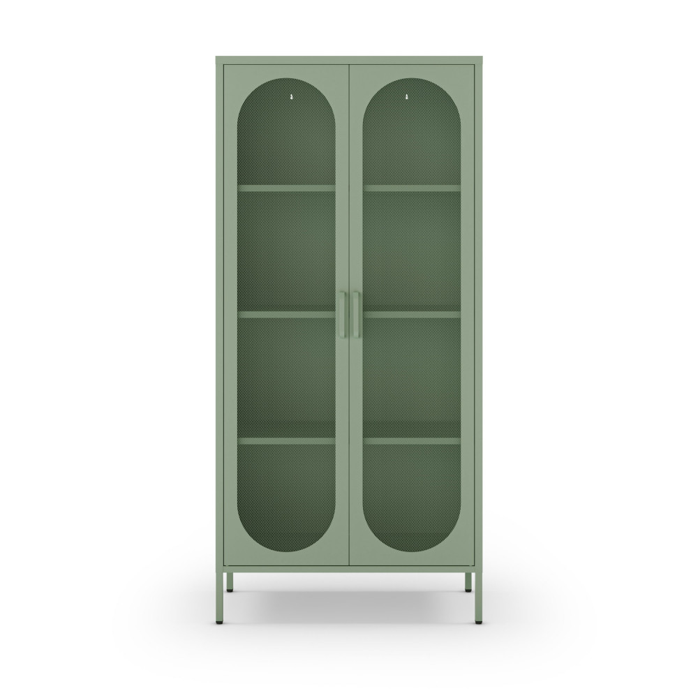 Vaisselier 2 Portes En Métal H170cm - Vert Menthe - Zio