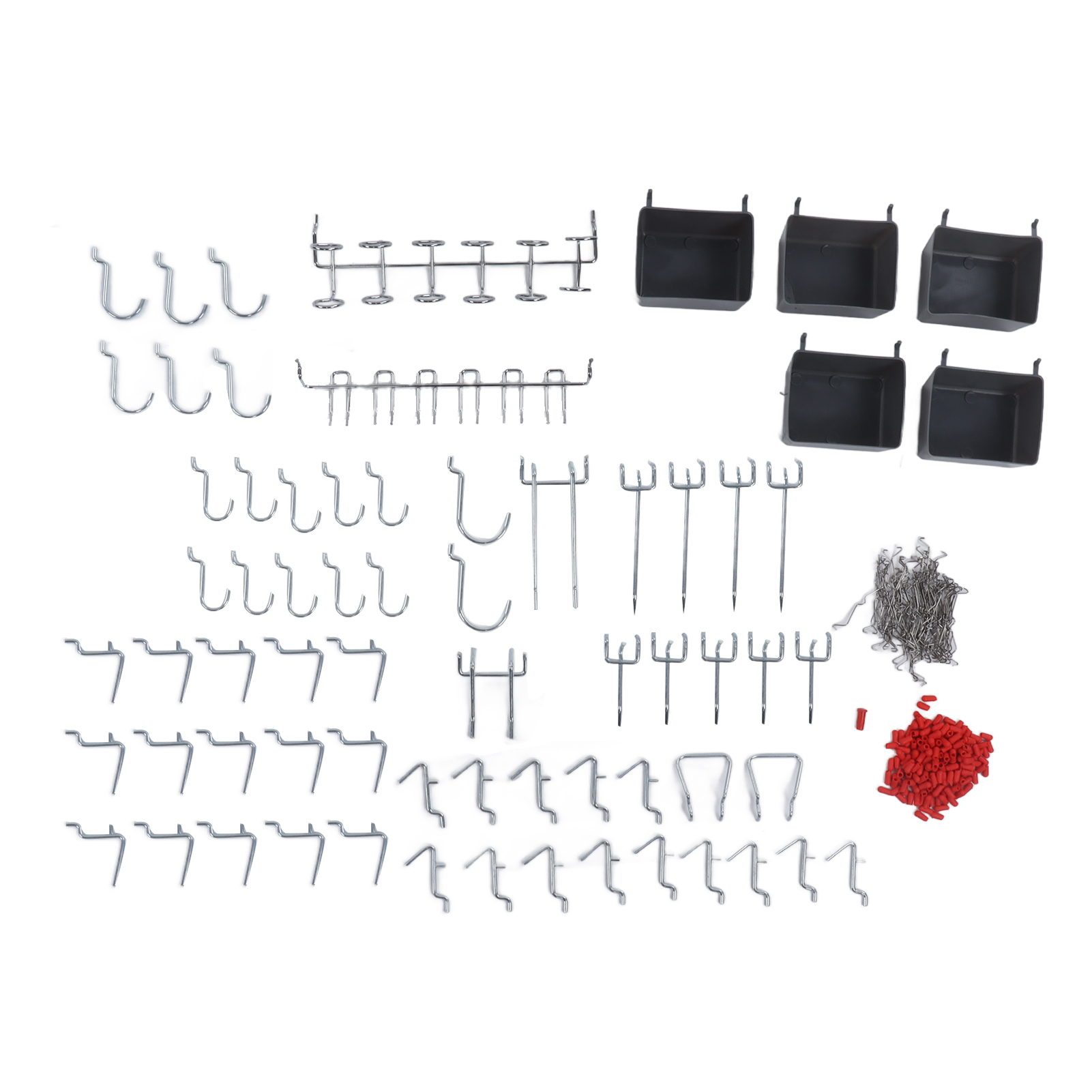 Kit de rangement d'outils pour panneau perforé, crochets en acier inoxydable, 114 pièces