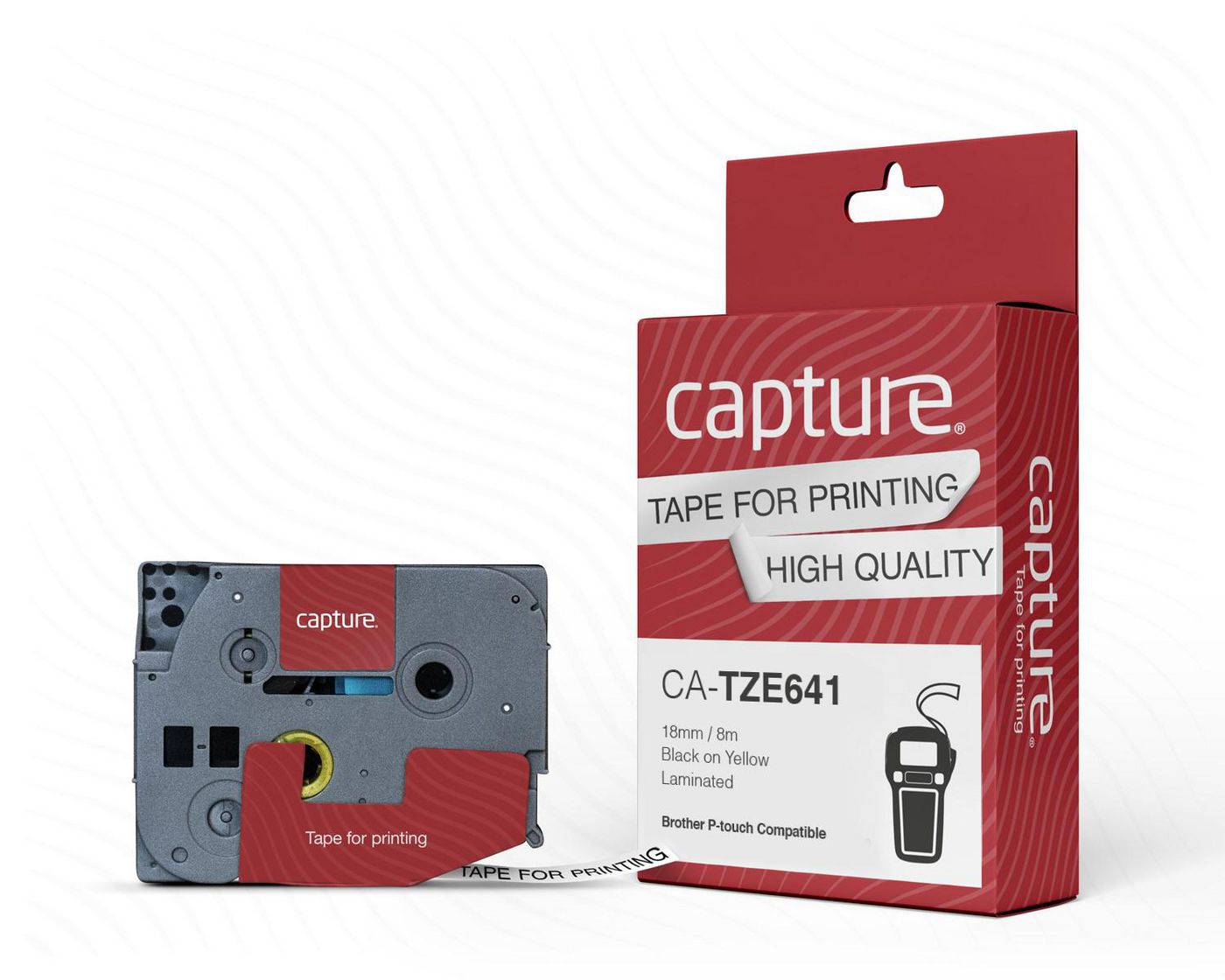 Capture Selbstklebendes Klebeband 18 Mm X 8 M Schwarz Auf Gelb, Ca-Tze641 5704174942559