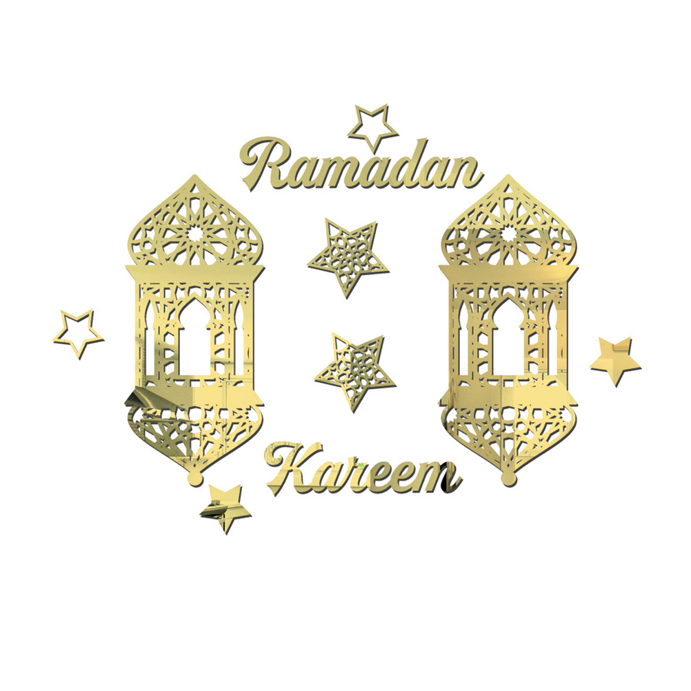 Punnyb Acryl-spiegel-wandaufkleber, Eid Mubarak-wandaufkleber