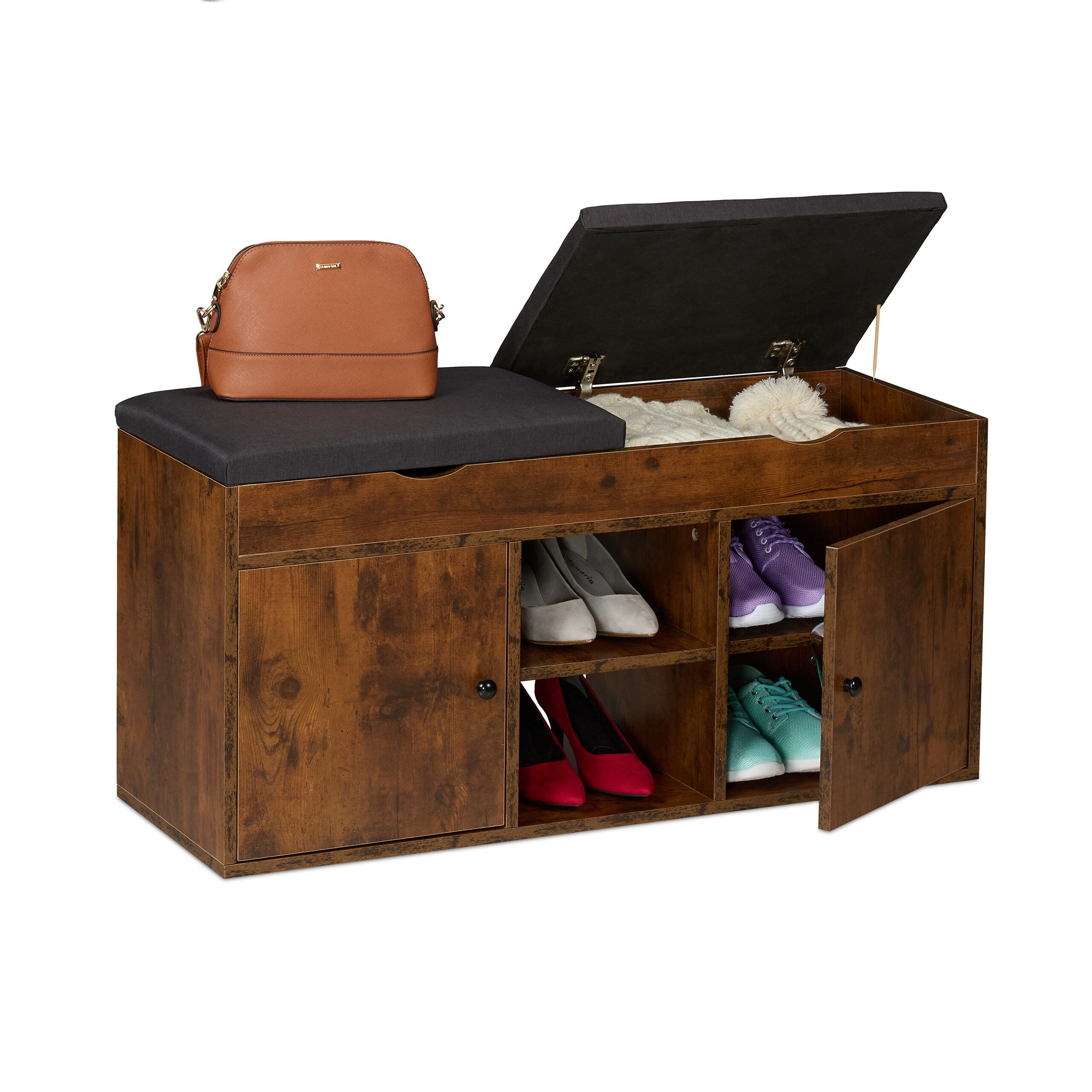 relaxdays Schuhschrank "mit Sitzfläche, 100 x 49.5 cm"