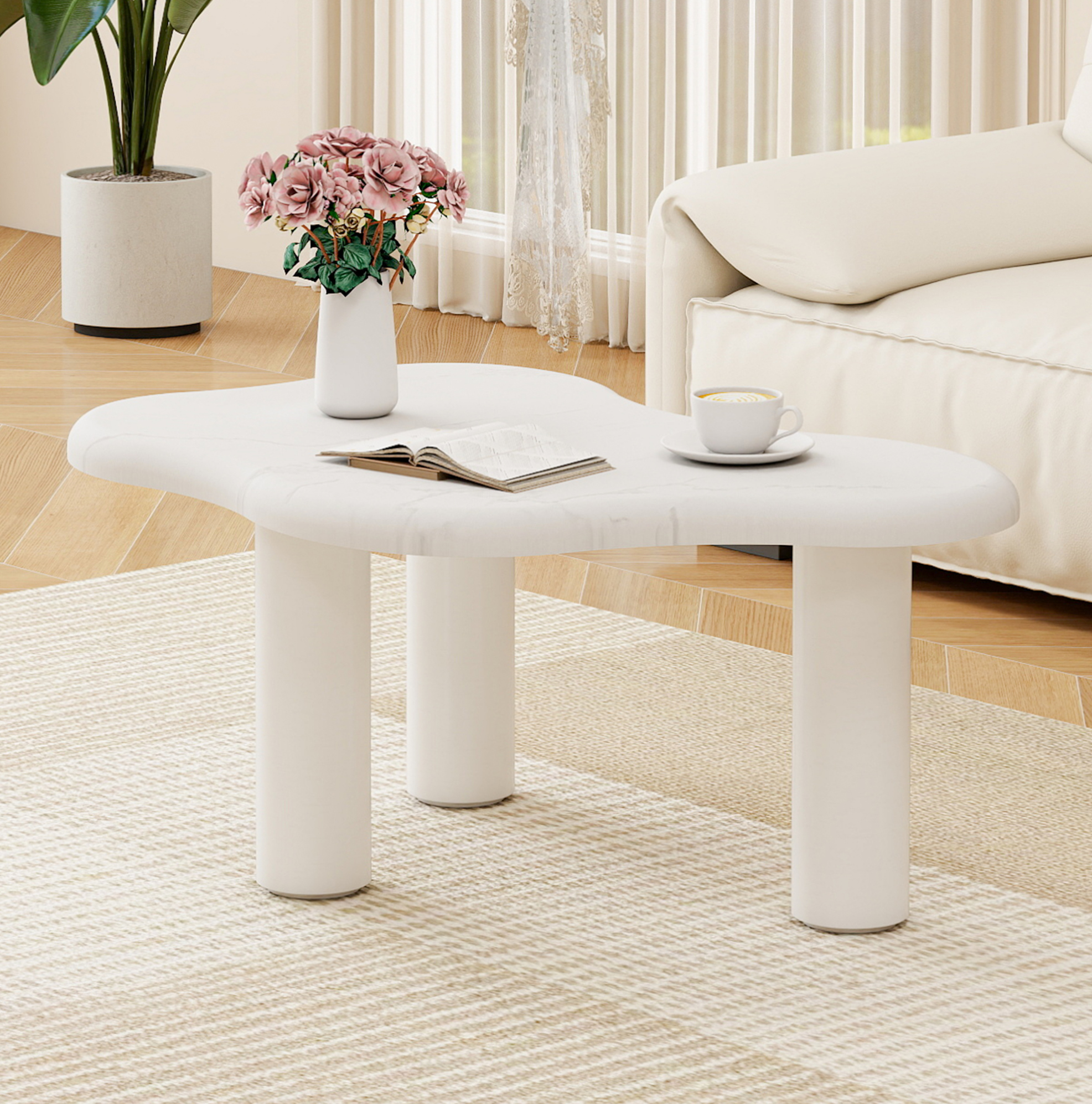 Table Basse Nuage Blanche Bords Arrondis Okmyhome