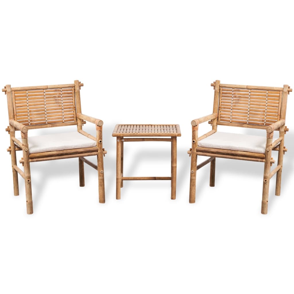Mobilier De Bistro 3 Pcs Avec Coussins Bambou Vidaxl