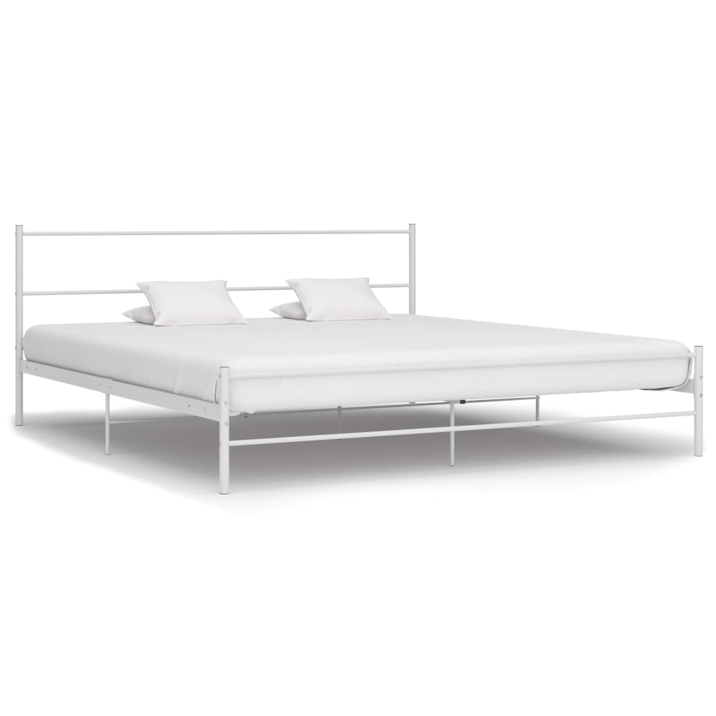 Bed Frame Without Mattress With Headboard White 160x200 Cm Metal Vidaxl