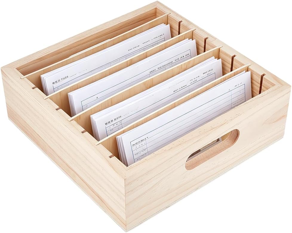 Bac à courrier carré en bambou, 300x300x100 mm, intérieur 268x268 mm, 4 supports inclus, blanc Navajo
