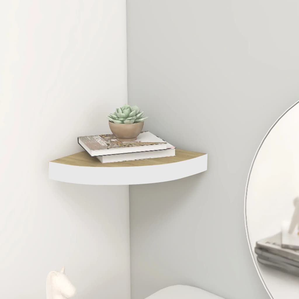 Vidaxl Weiß Wall Corner Shelf Oak And White 25X25x3,8 Cm Mdf
