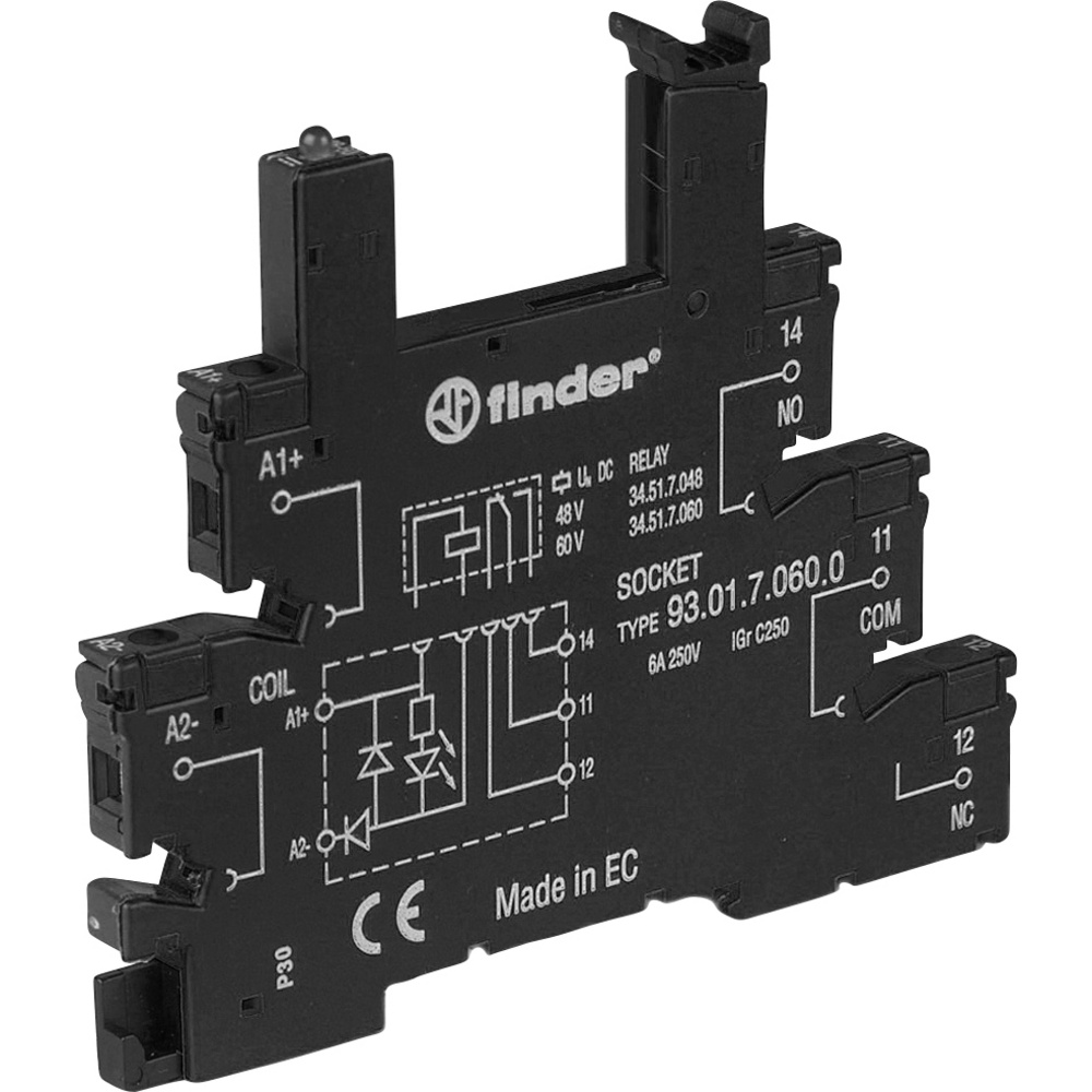 Finder Schwarz 93.01.0.024.0 Relaissockel (L X B X H) 75.6 X 6.2 X 87.9 Mm 1 St.