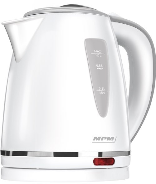 Mpm Mcz-64 Elektrischer Wasserkocher 1 Liter, Bpa-Freier Behälter, Verdecktes Heizelement, 1200 W Mit Automatischer Abschaltung Bei Erreichen Des Siedepunktes, Kabellos 360° Kabellos 5901308012731