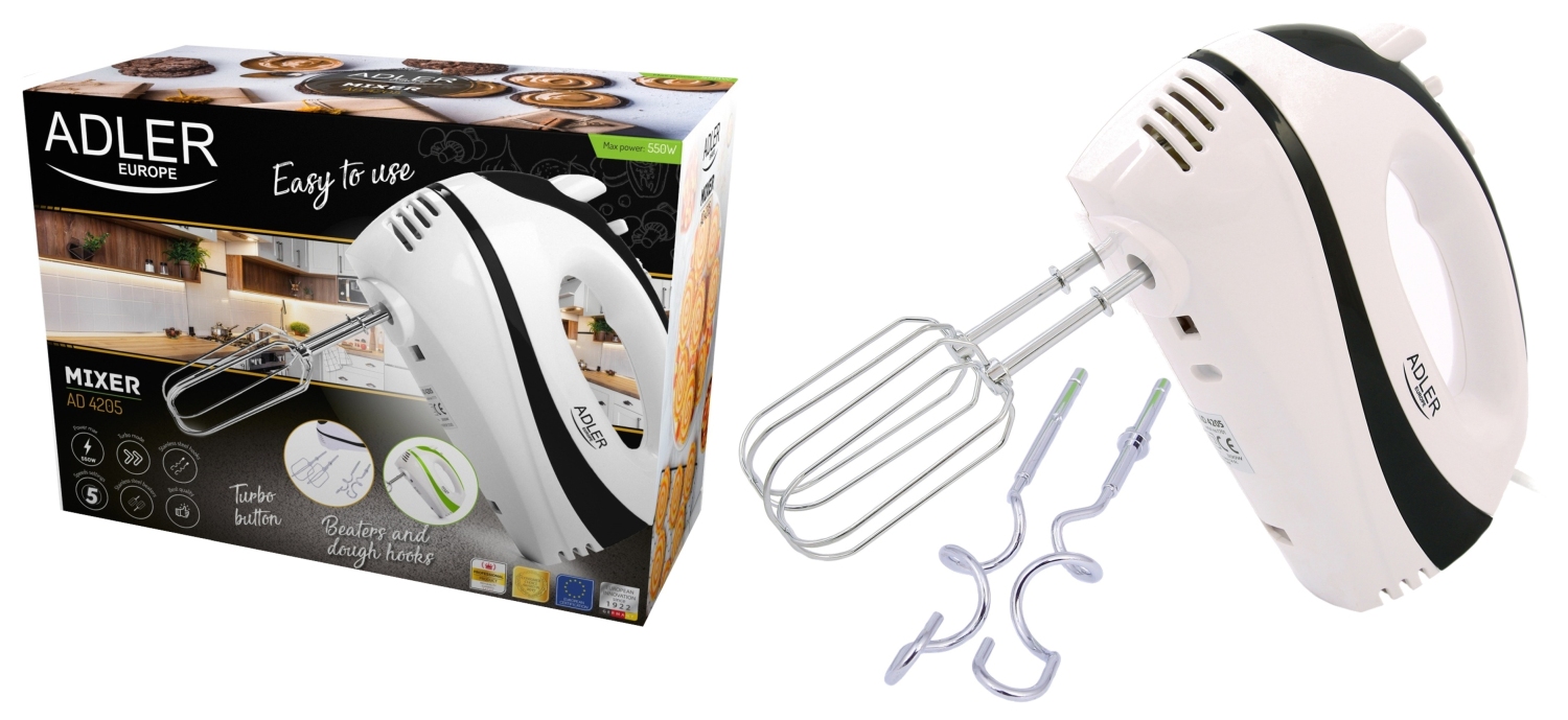 Adler Weiss/Schwarz Handmixer Ad 4205, Handmixer, - Bild 3